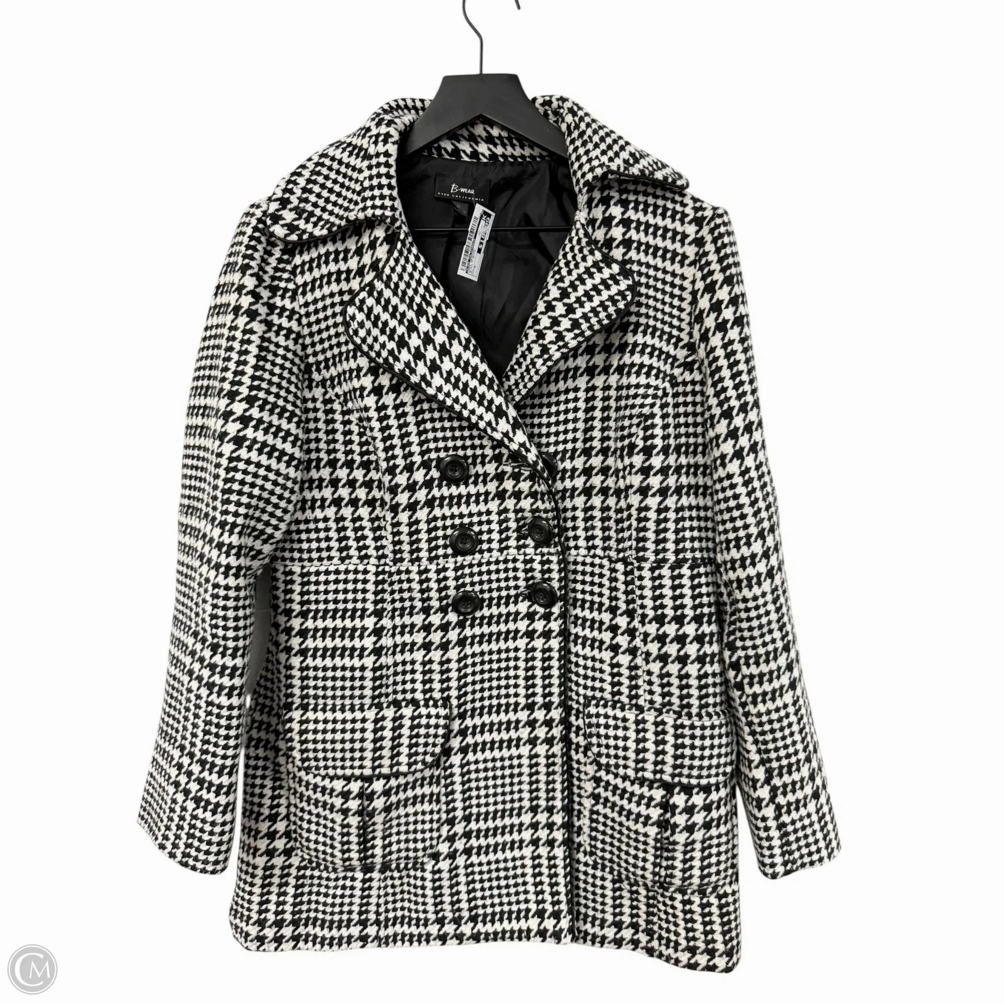 Coat Peacoat By Byer California In Black & White, Size: M Quick Dry Coating Fade Resistant Dye Method