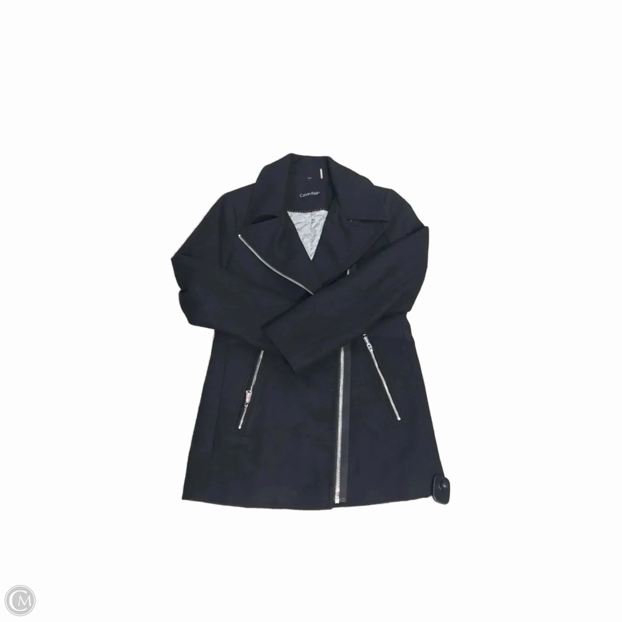 Coat Peacoat By Calvin Klein In Black, Size: L Heat Tech Fabric Climate Responsive Textile