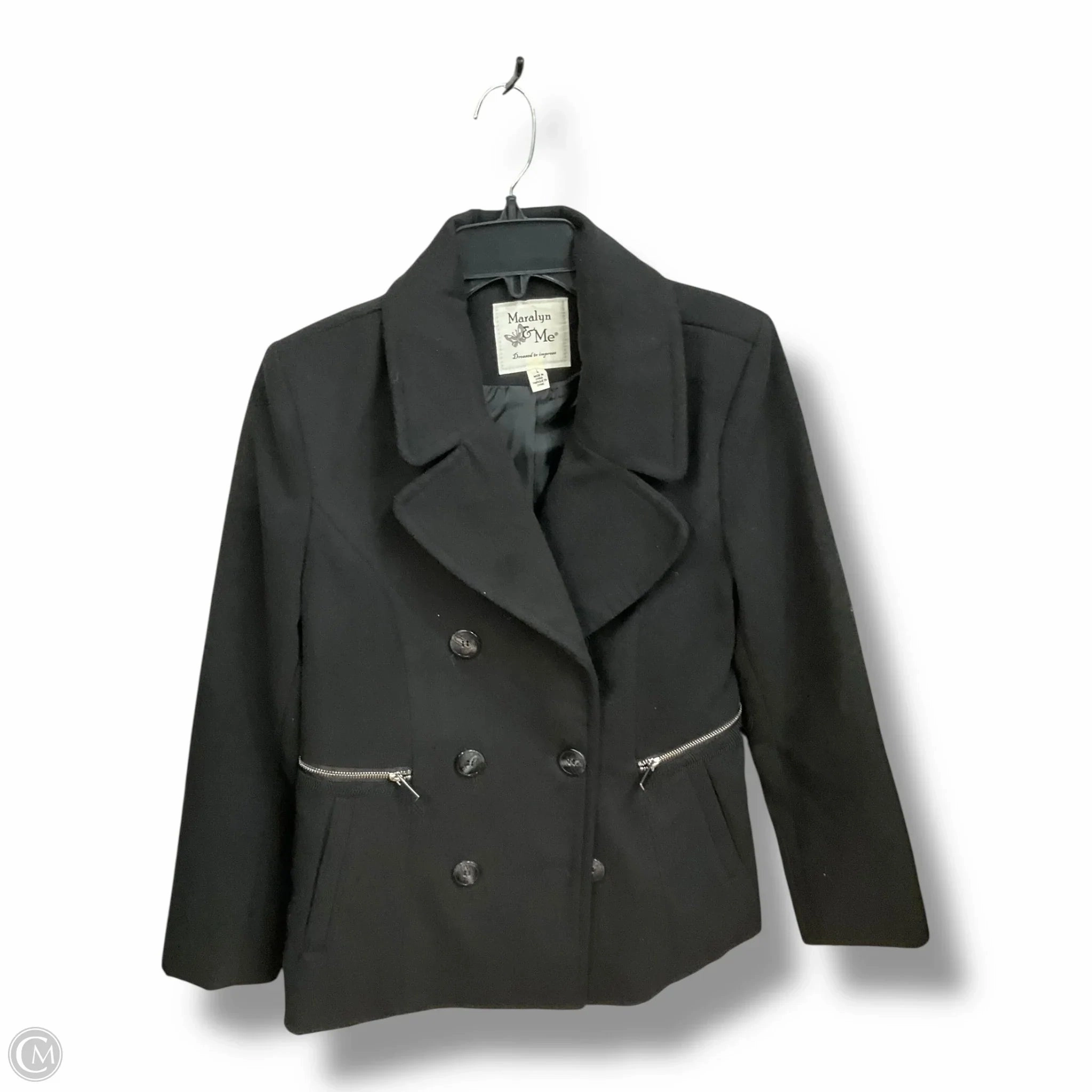 Seam Sealed Fleece Backing Coat Peacoat By Clothes Mentor In Black, Size: L