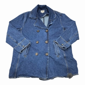 Multi Pocket Cool Climate Coat Peacoat By Cmb In Blue Denim, Size:S
