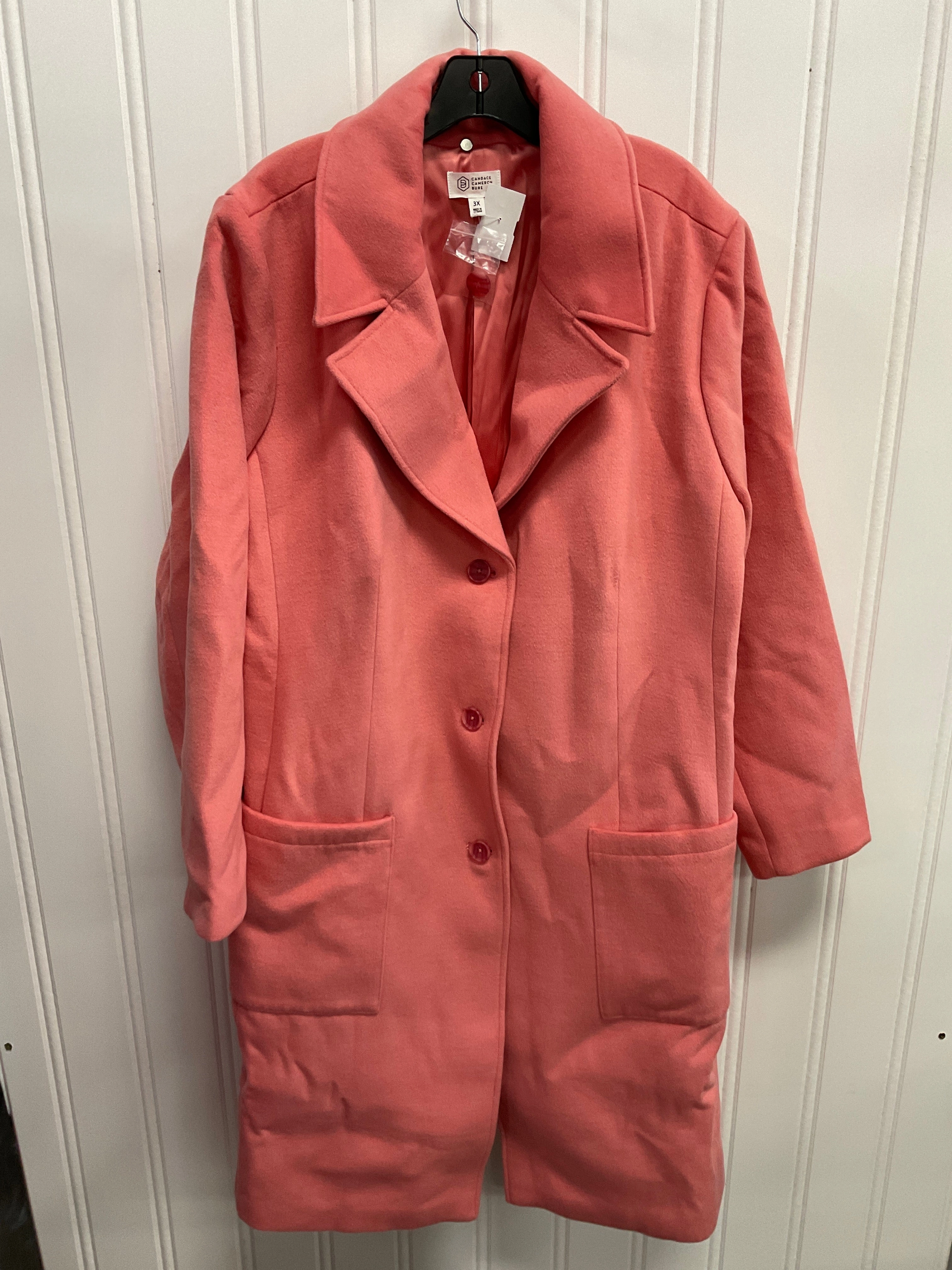 Coat Peacoat By Cmc In Pink, Size: 3x NonRestrictiveCut Subtle Texture