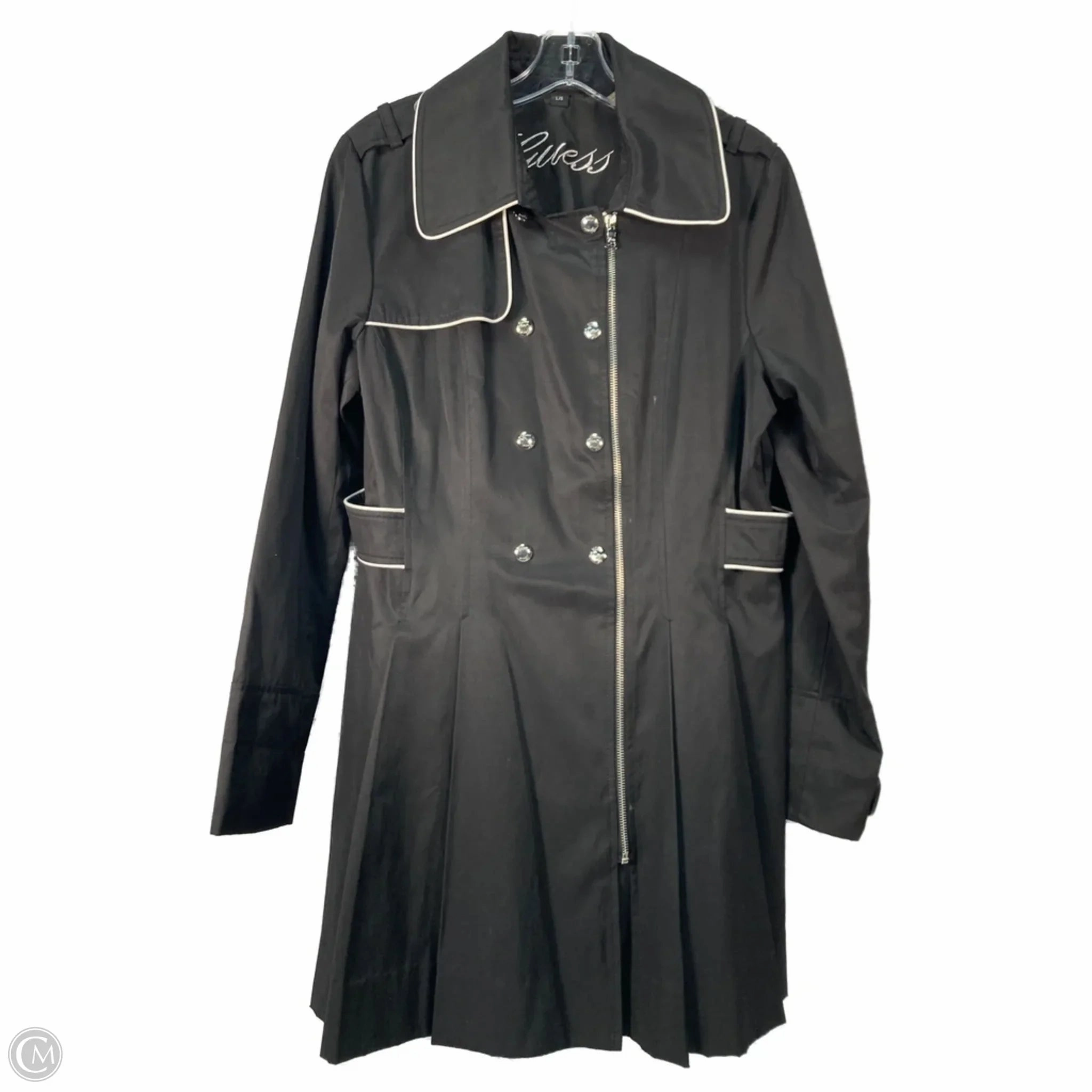 Coat Peacoat By Guess In Black & White, Size: L Neutral Style