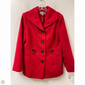 Articulated Sleeves Durable Stitching Coat Peacoat By Jm Collections In Red, Size: S
