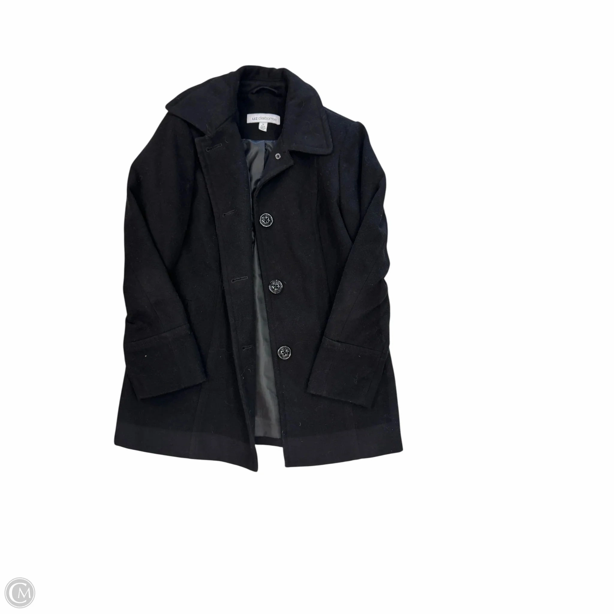 Clean Minimal Look Coat Peacoat By Liz Claiborne In Black, Size: M