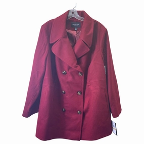 Coat Peacoat By London Fog In Maroon, Size:3X Quick Dry Performance Anti Static Inner Layer