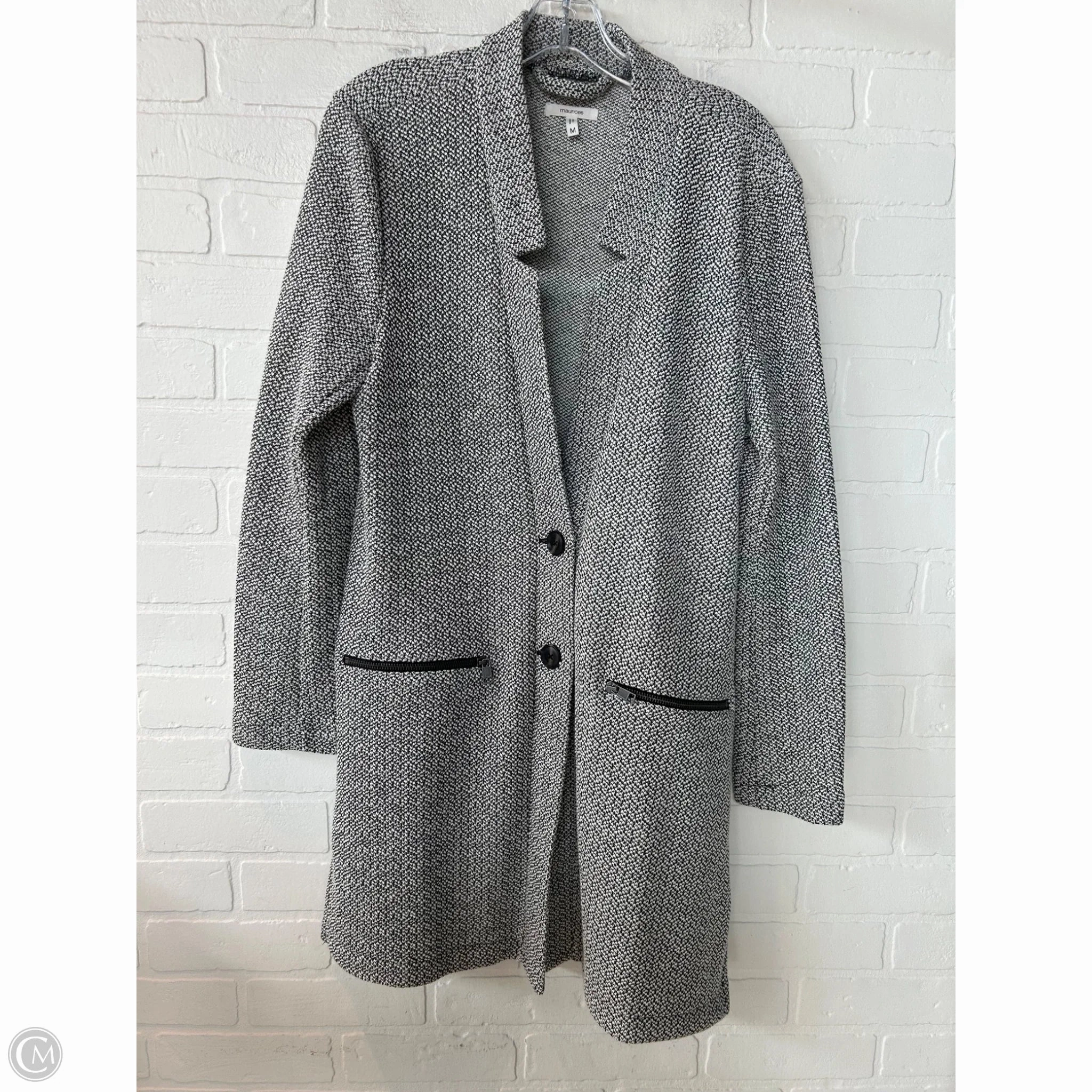 Coat Peacoat By Maurices In Black & White, Size: M Quick Dry Fabric