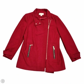 Coat Peacoat By Michael By Michael Kors In Red, Size: L Quilted Stitching Pattern Easy Care Fabric
