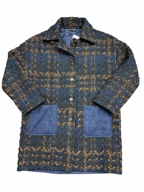 ZipperClosure Coat Peacoat By Miss Me In Black & Blue, Size: M