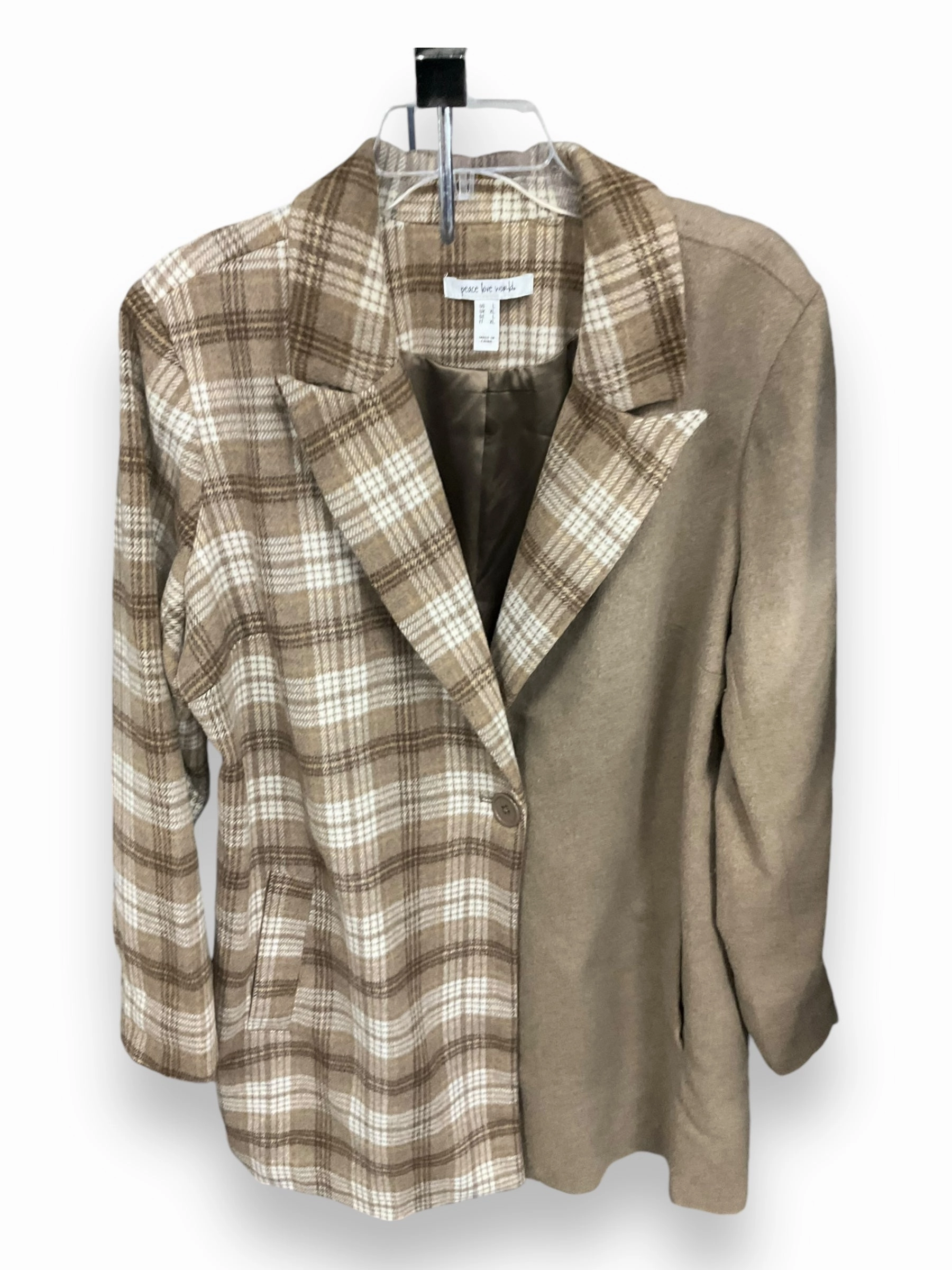 Coat Peacoat By Peace Love World In Plaid Pattern, Size: L Insulated Design Lightweight Feel