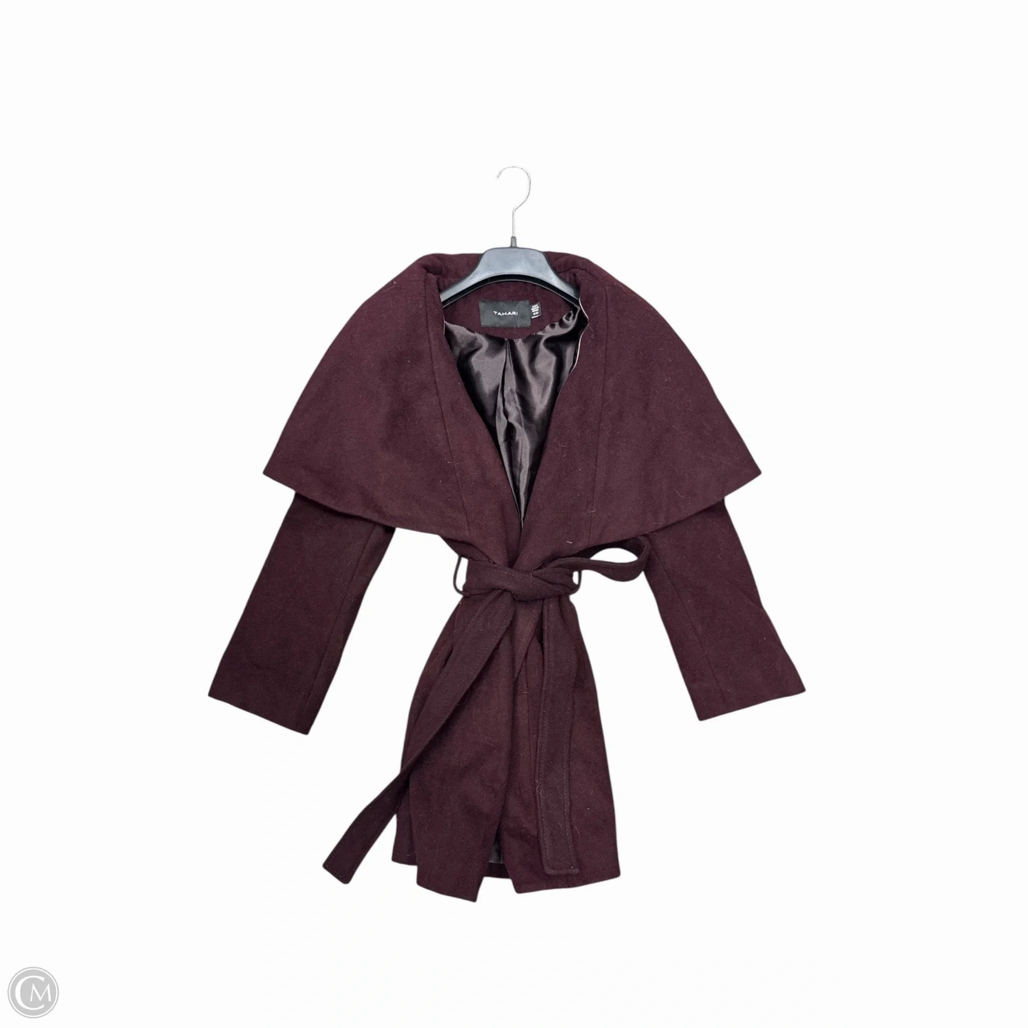 Coat Peacoat By Tahari By Arthur Levine In Maroon, Size: S Detachable Layers