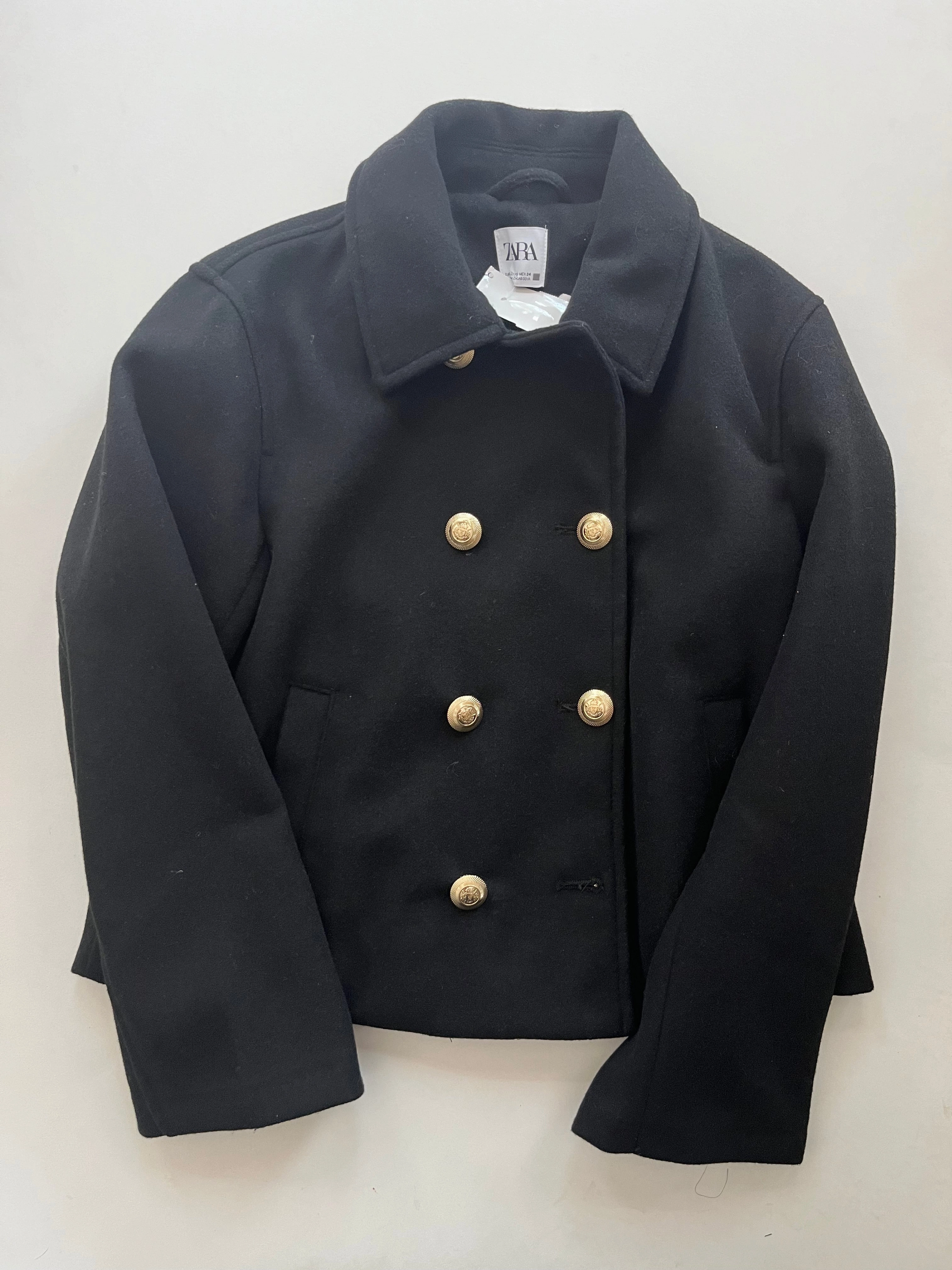Coat Peacoat By Zara In Black, Size: Xs Thermoregulating Lining