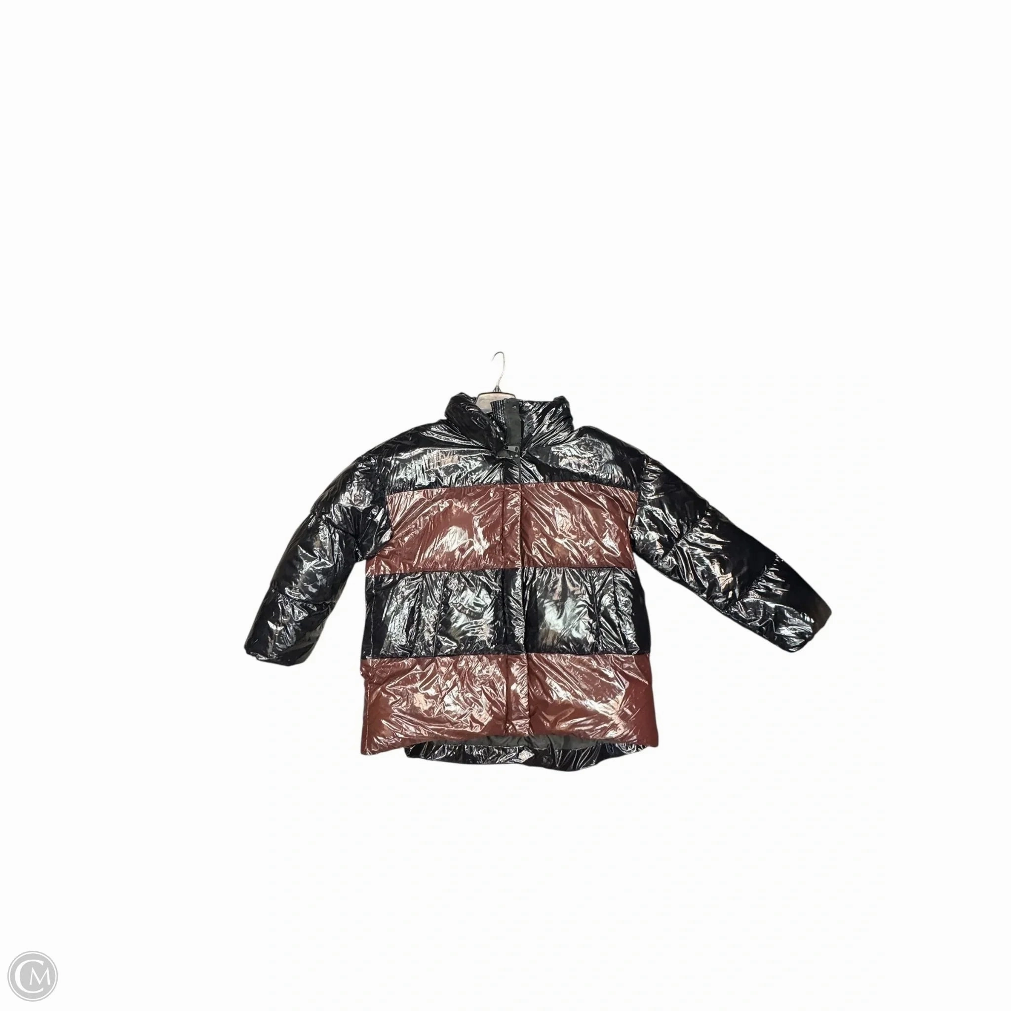 Compact Travel Friendly Coat Puffer & Quilted By Badgley Mischka In Black & Brown, Size: Xl