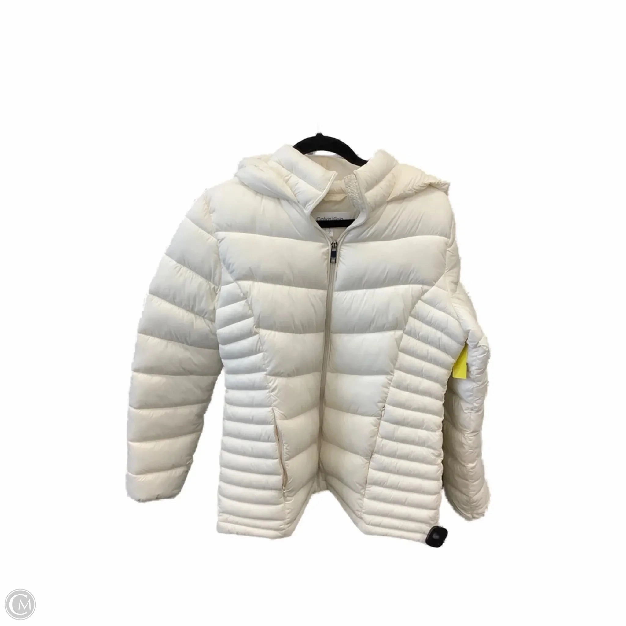 Classic Fit Cut Unisex Casual Fit Coat Puffer & Quilted By Calvin Klein In Cream, Size: L