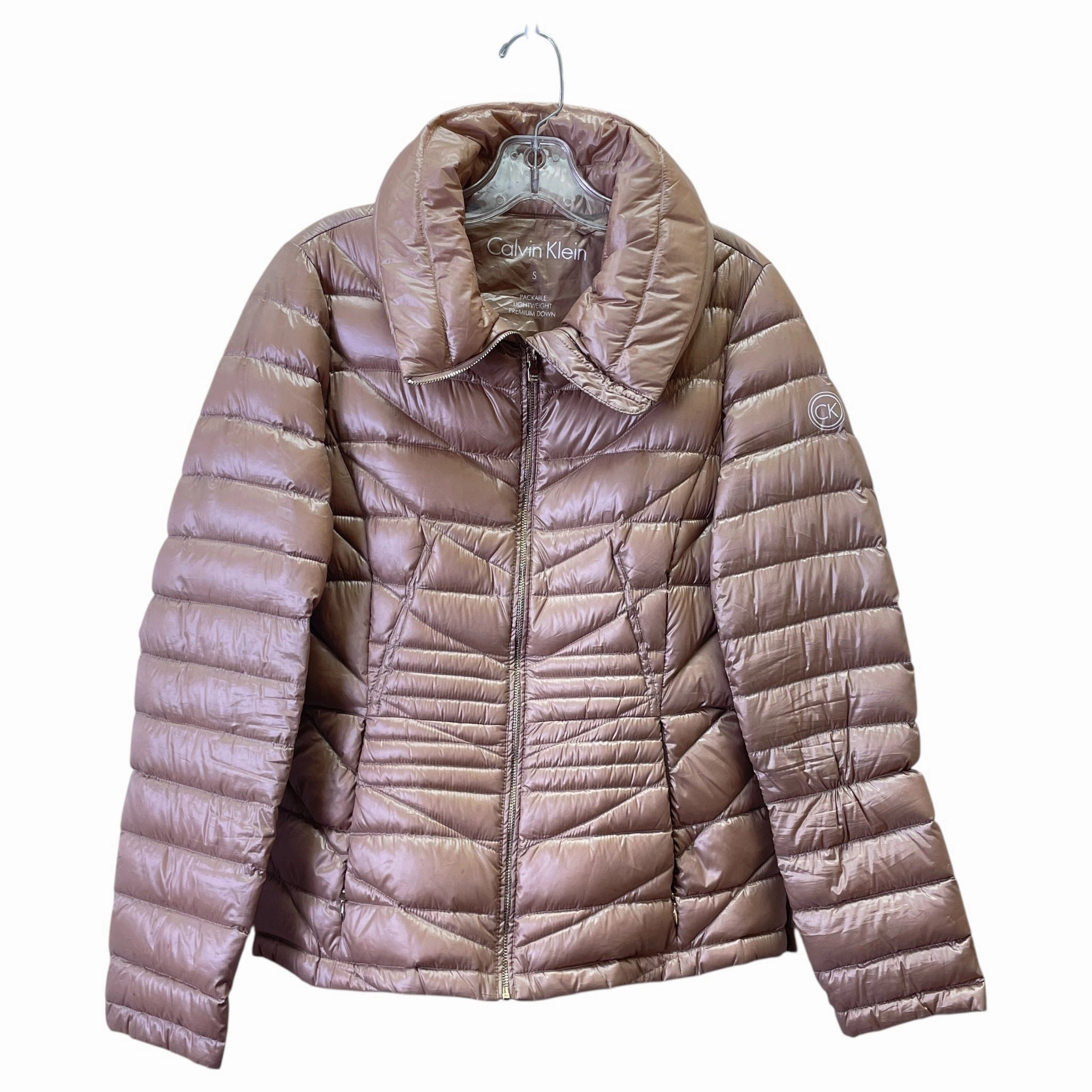 Ultra Compact Packing Design Layer Piece Coat Puffer & Quilted By Calvin Klein In Tan, Size:S