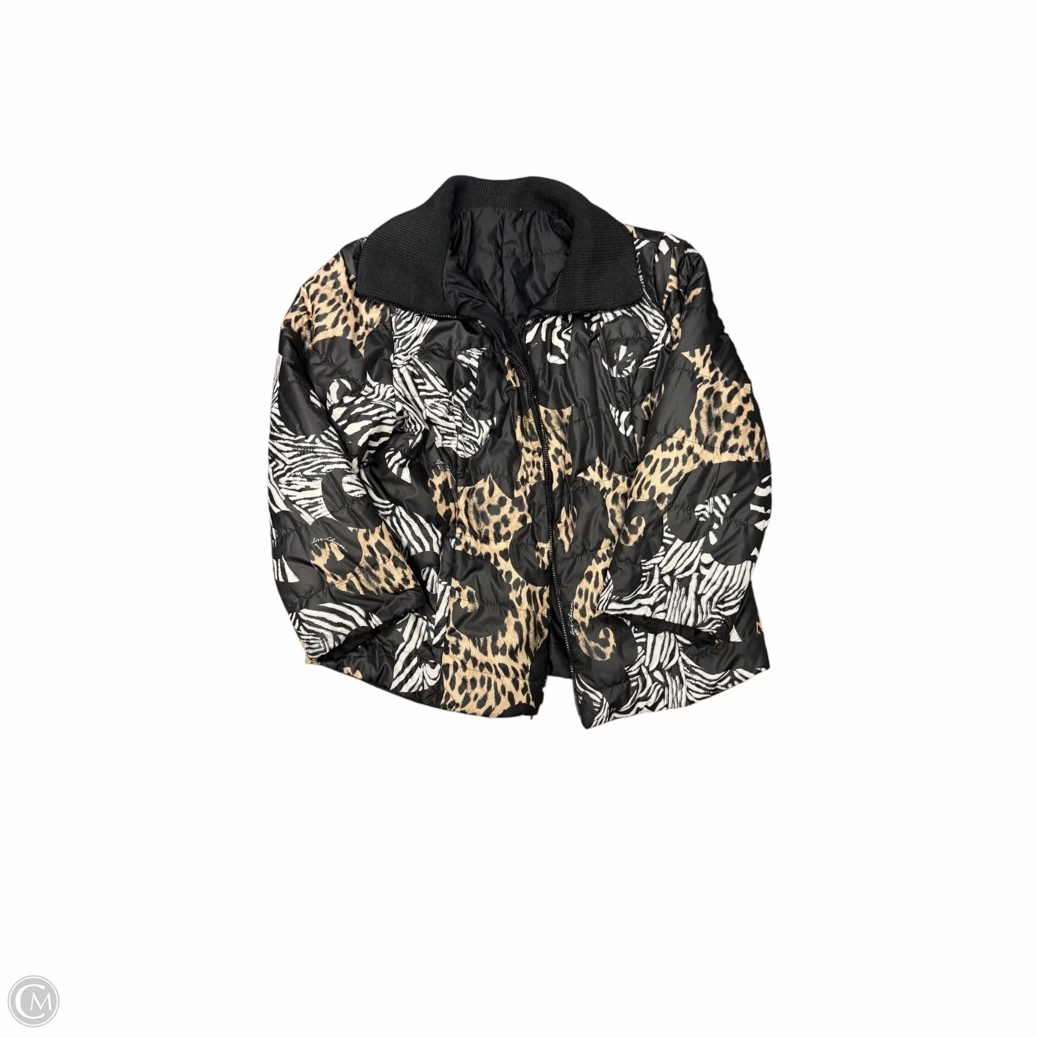 Anti Slip Cuffs Enhanced Edge Binding Coat Puffer & Quilted By Chicos In Animal Print, Size: 1x