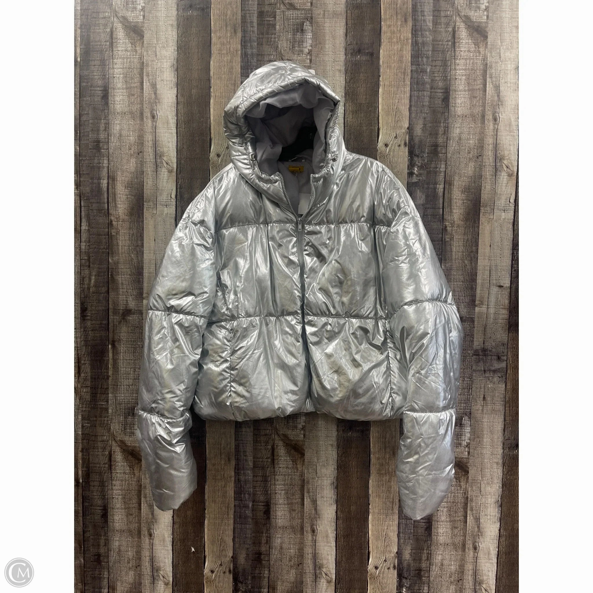 Coat Puffer & Quilted By Cme In Silver, Size: 1x Warm Essentials Abrasion Resistant Edging