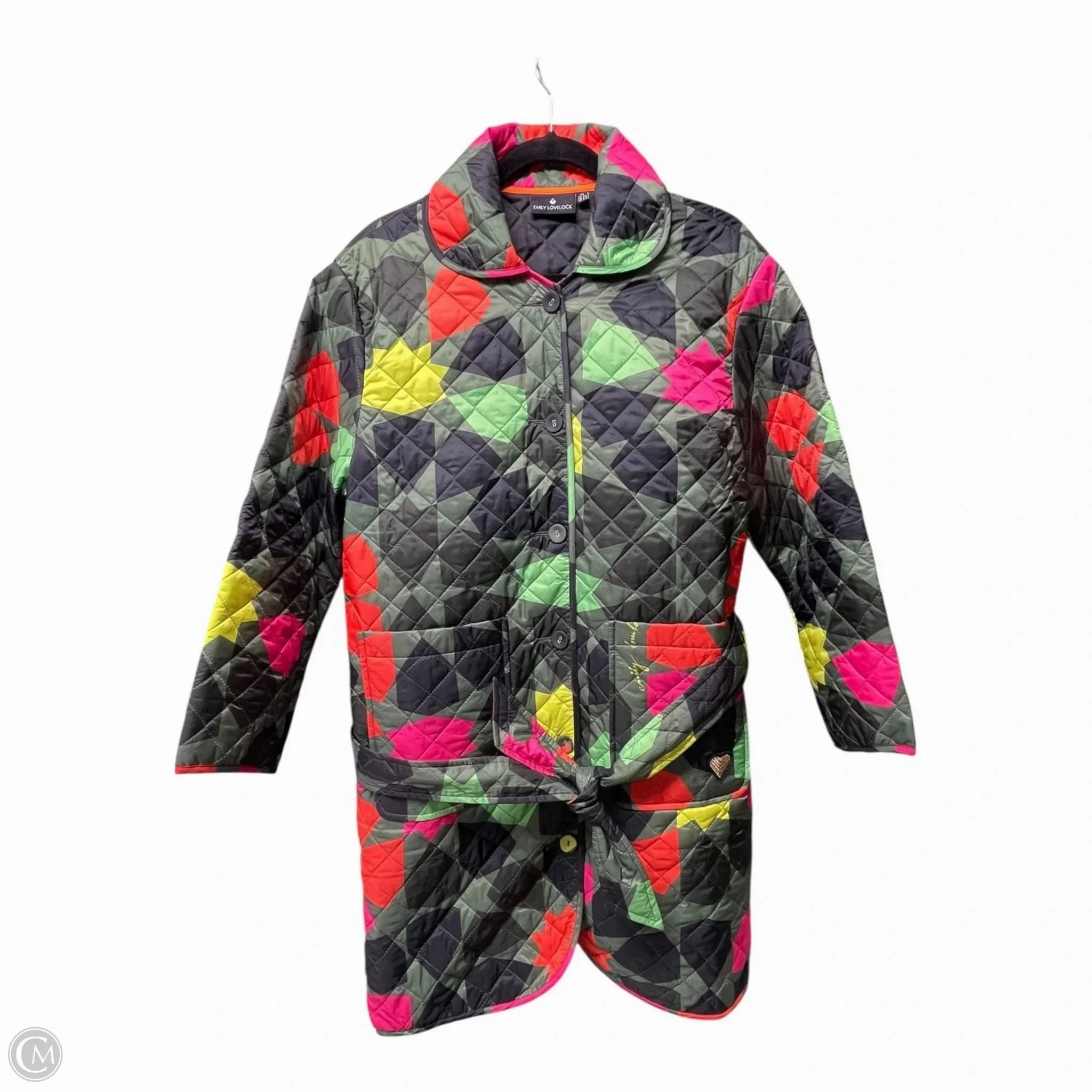 Green Material Odor Resistant Coat Puffer & Quilted By emily lovelock  In Multi-colored, Size: 4