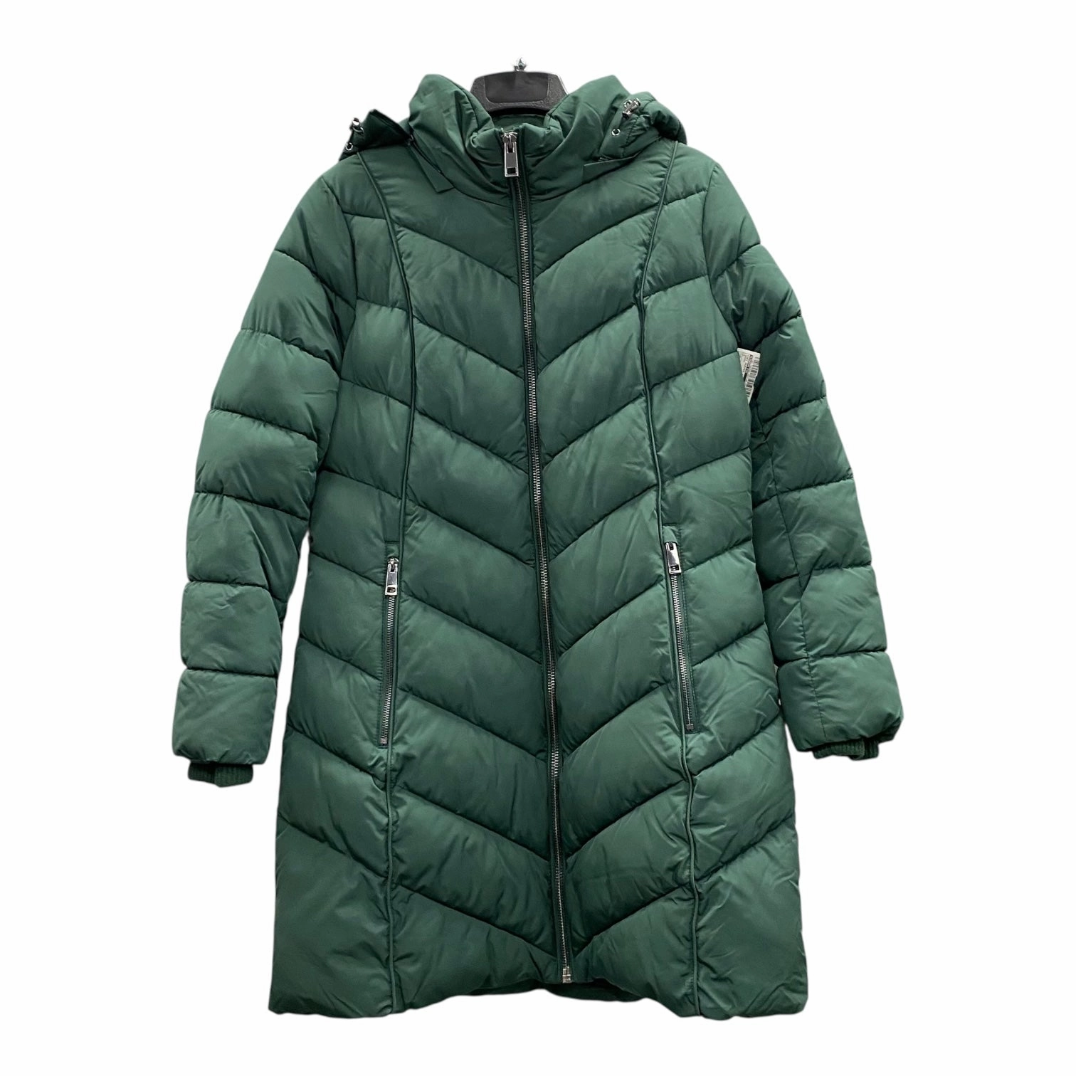 Coat Puffer & Quilted By London Fog In Green, Size:M Easy Fit Piece