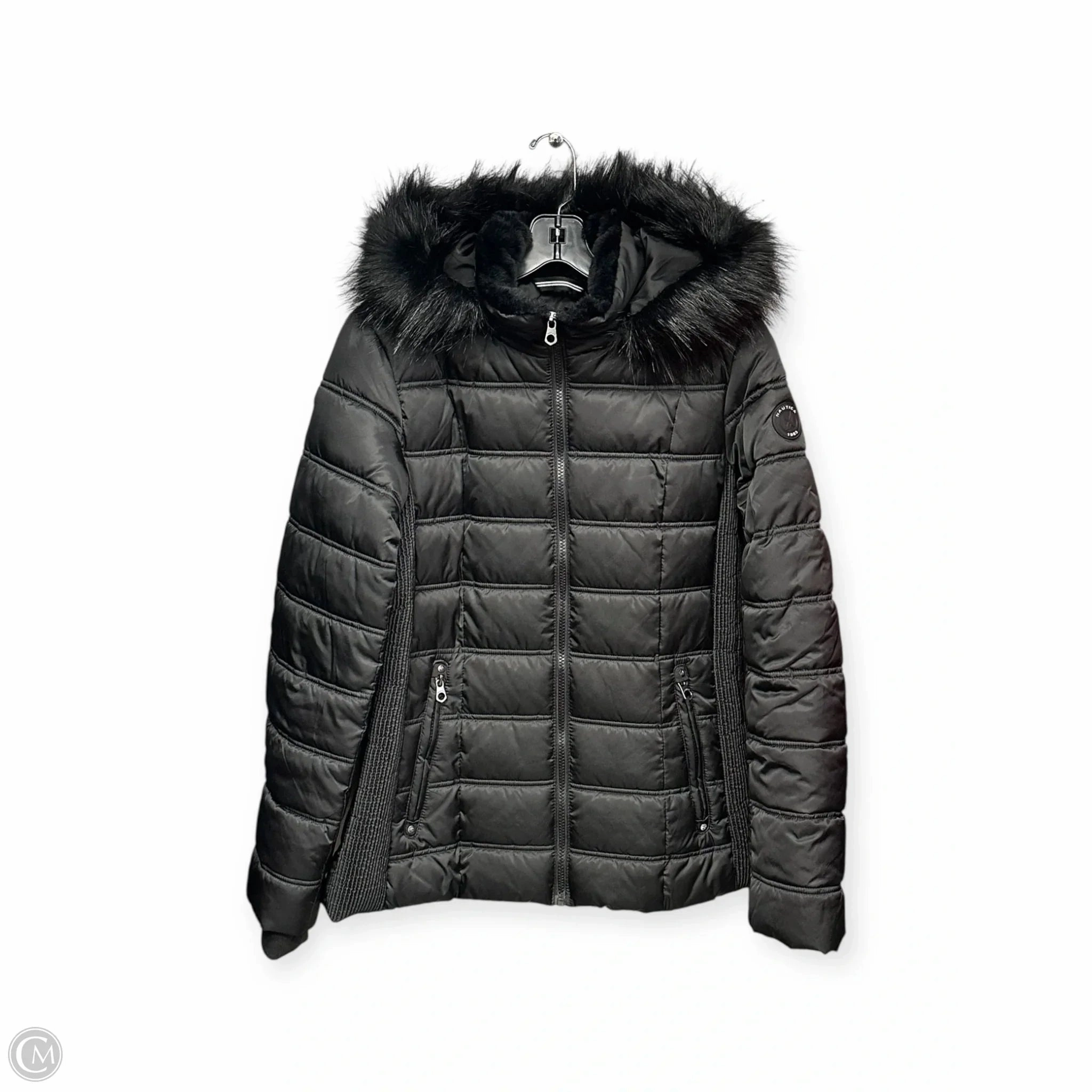 Coat Puffer & Quilted By Nautica In Black, Size: M Adjustable Cuff Design Compression Fold Design