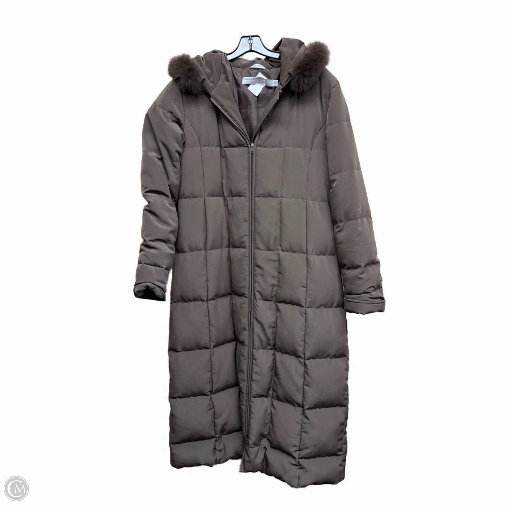 Hypoallergenic Fiber Filling Coat Puffer & Quilted By Perry Ellis In Brown, Size: L