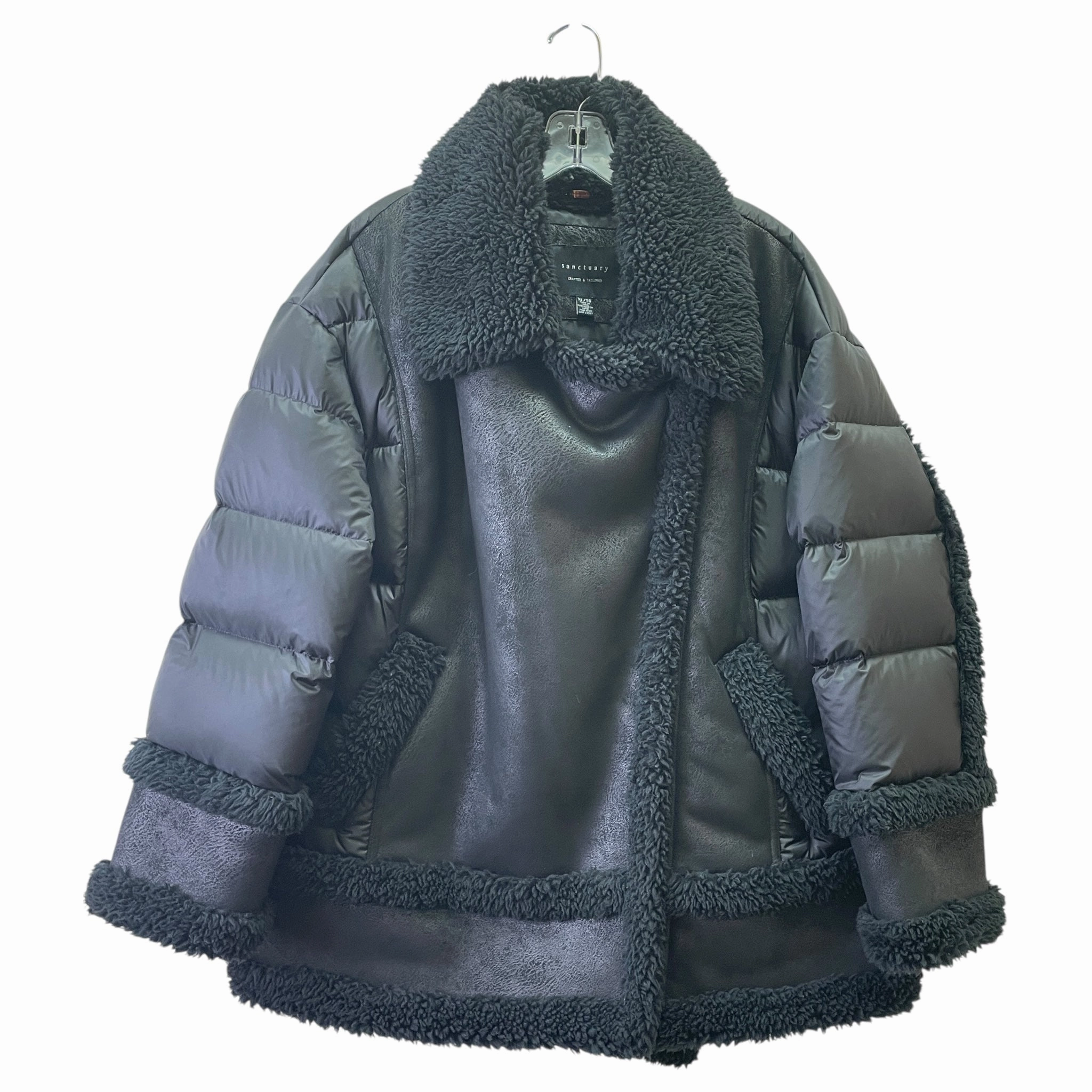 Anti Pilling Textile Coat Puffer & Quilted By Sanctuary In Black, Size:Xl