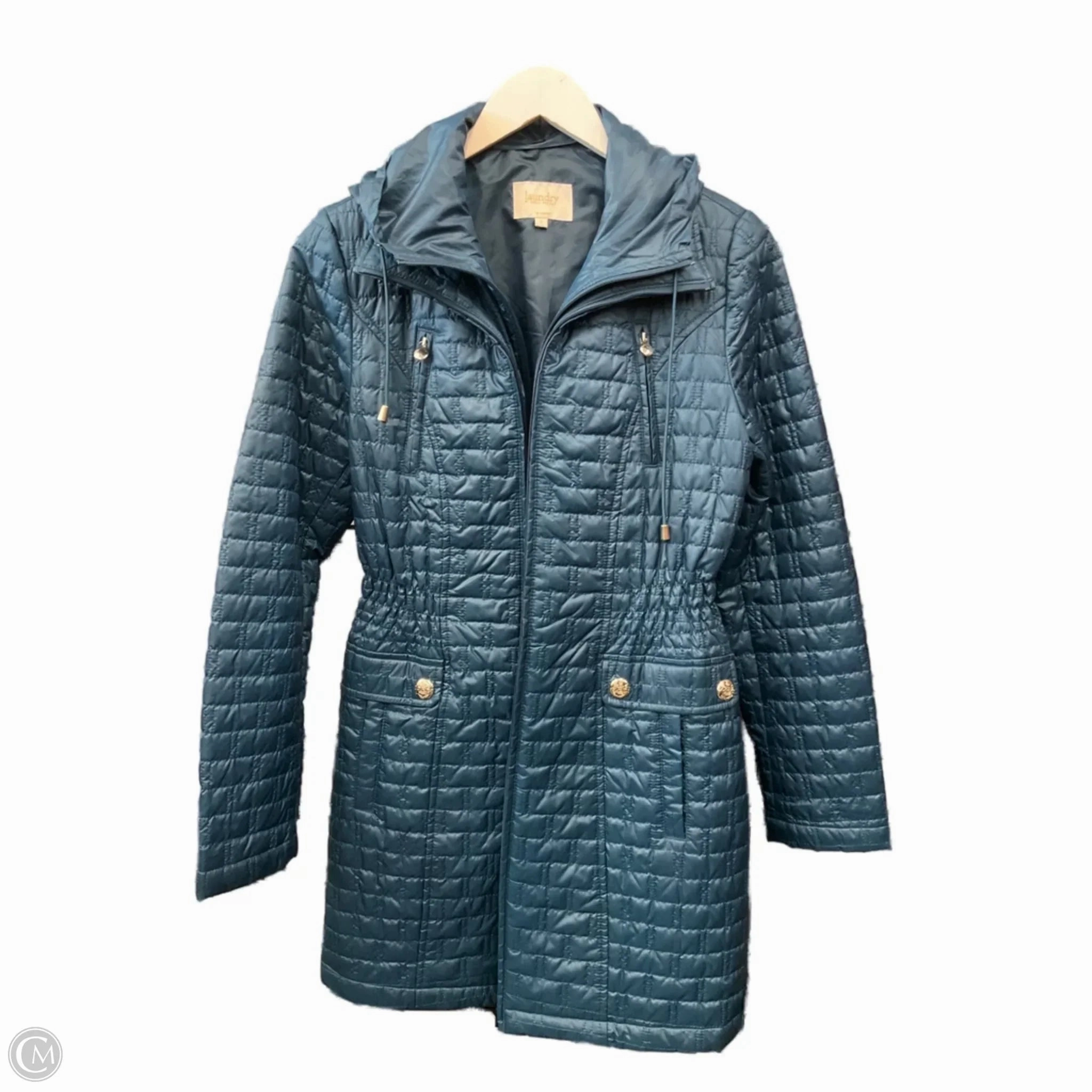 Hypoallergenic Fabric Blend Coat Puffer & Quilted By Shelli Segal In Teal, Size: S
