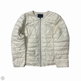 Designer Inspired Layered Ventilation Panels Coat Puffer & Quilted By Talbots In Cream, Size: L