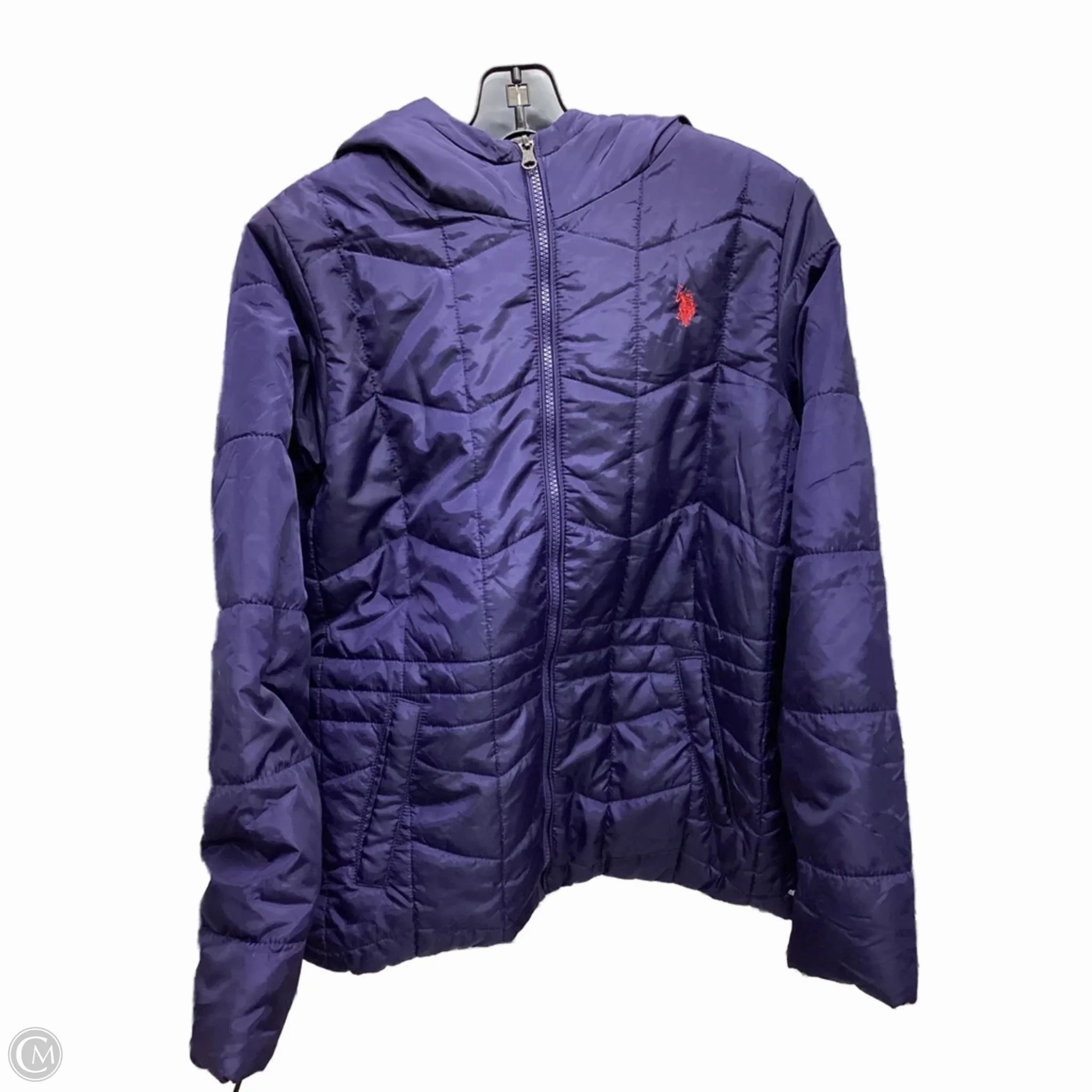 HighVisibility Trims Convertible Style Coat Puffer & Quilted By Us Polo Assoc In Blue, Size: M
