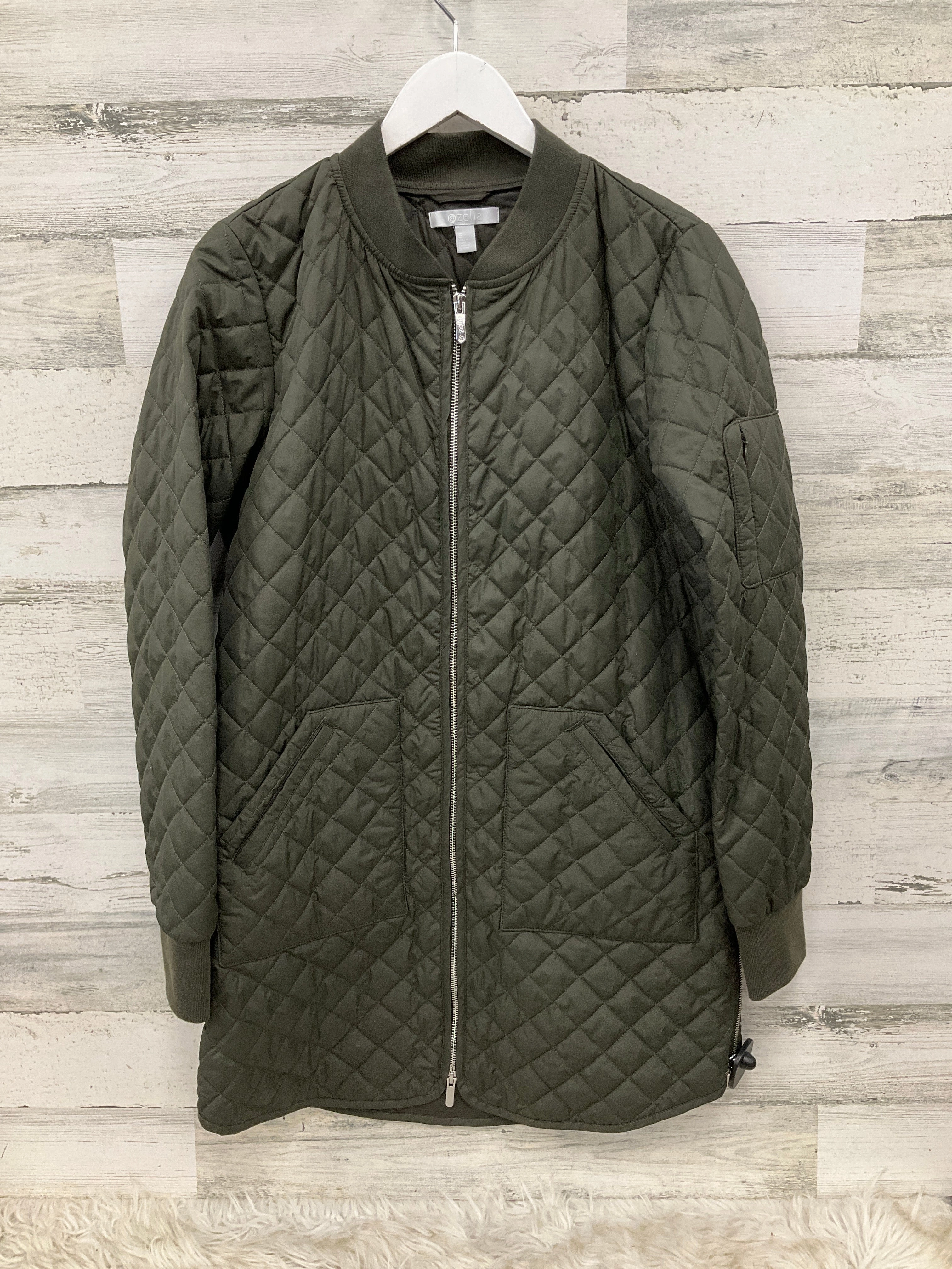 Stretchable Material Seam Sealed Technology Coat Puffer & Quilted By Zella In Green, Size: S