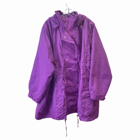 ReinforcedStressPoints Embellished Trim Coat Raincoat By Woman Within In Purple, Size:3X