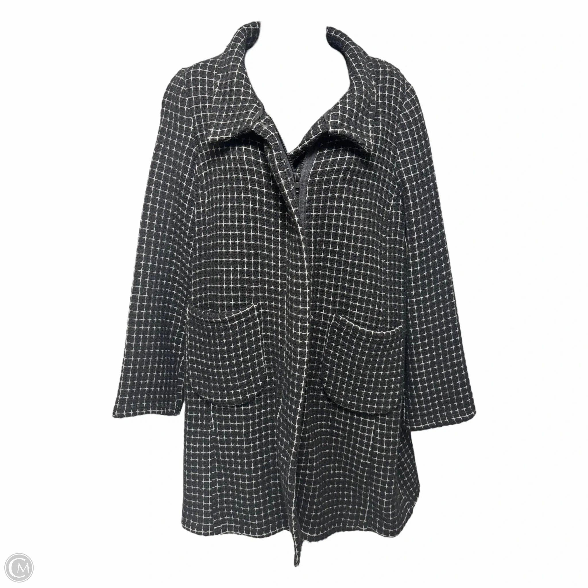 Compression Layer AdjustableDrawstring Coat Wool By Babette In Black & White, Size: Xs