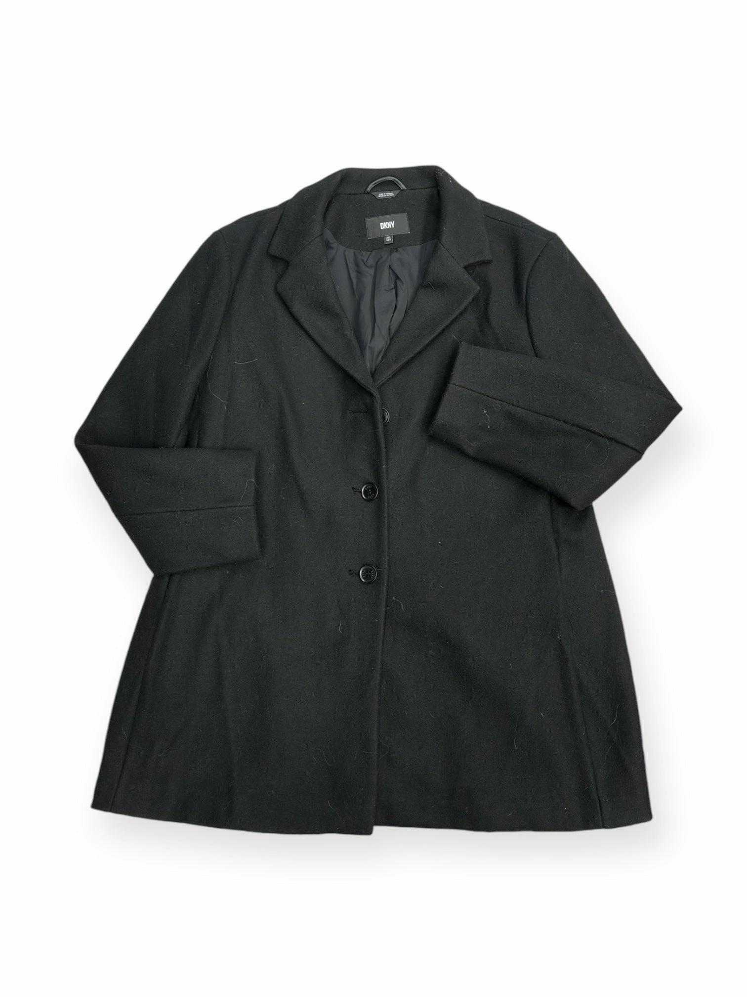 Abrasion Resistant Panels Coat Wool By Dkny In Black, Size: 2x