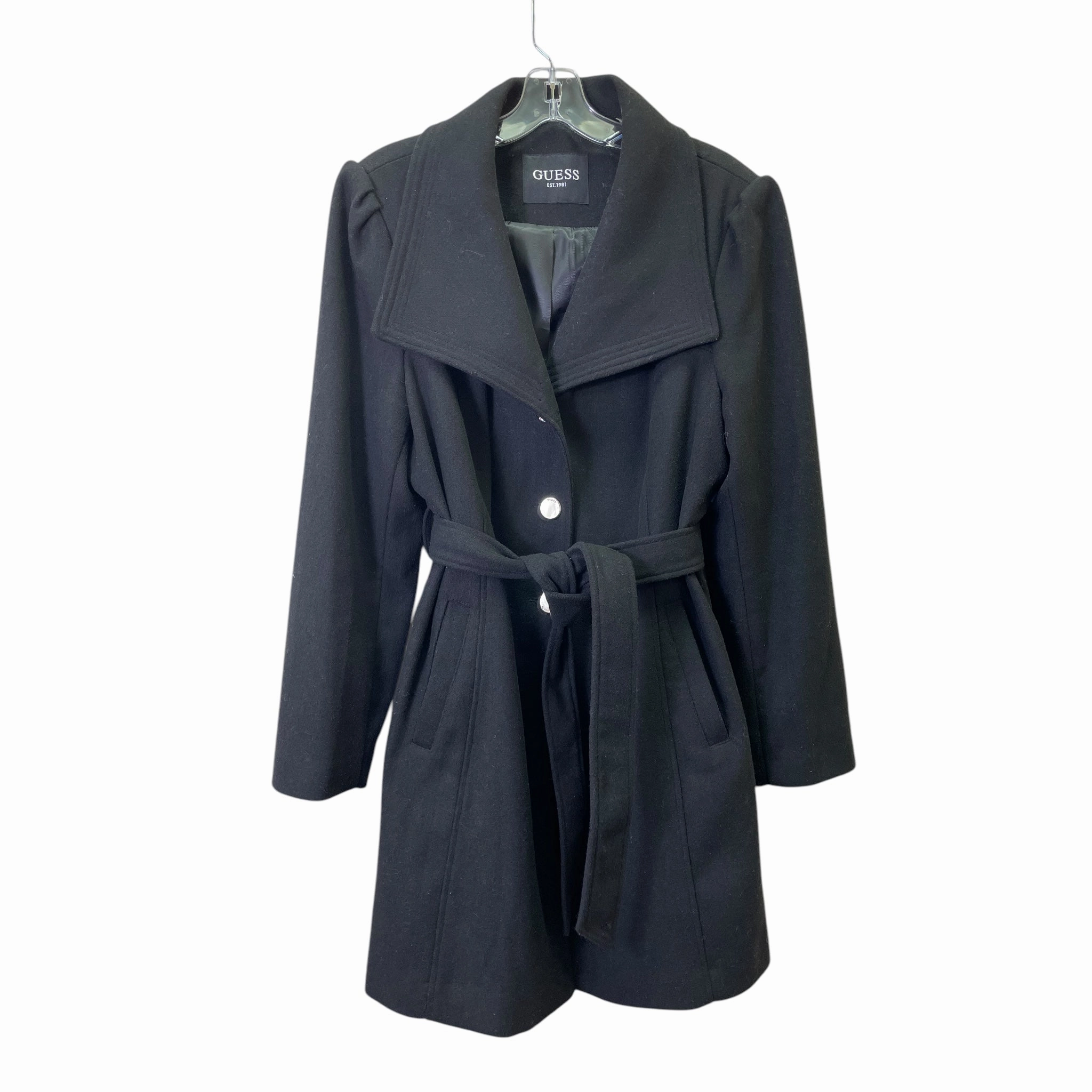 NonRestrictiveCut Coat Wool By Guess In Black, Size:S
