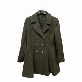 Coat Wool By Laundry In Green, Size: L Frictionless Zipper Tracks Long Length