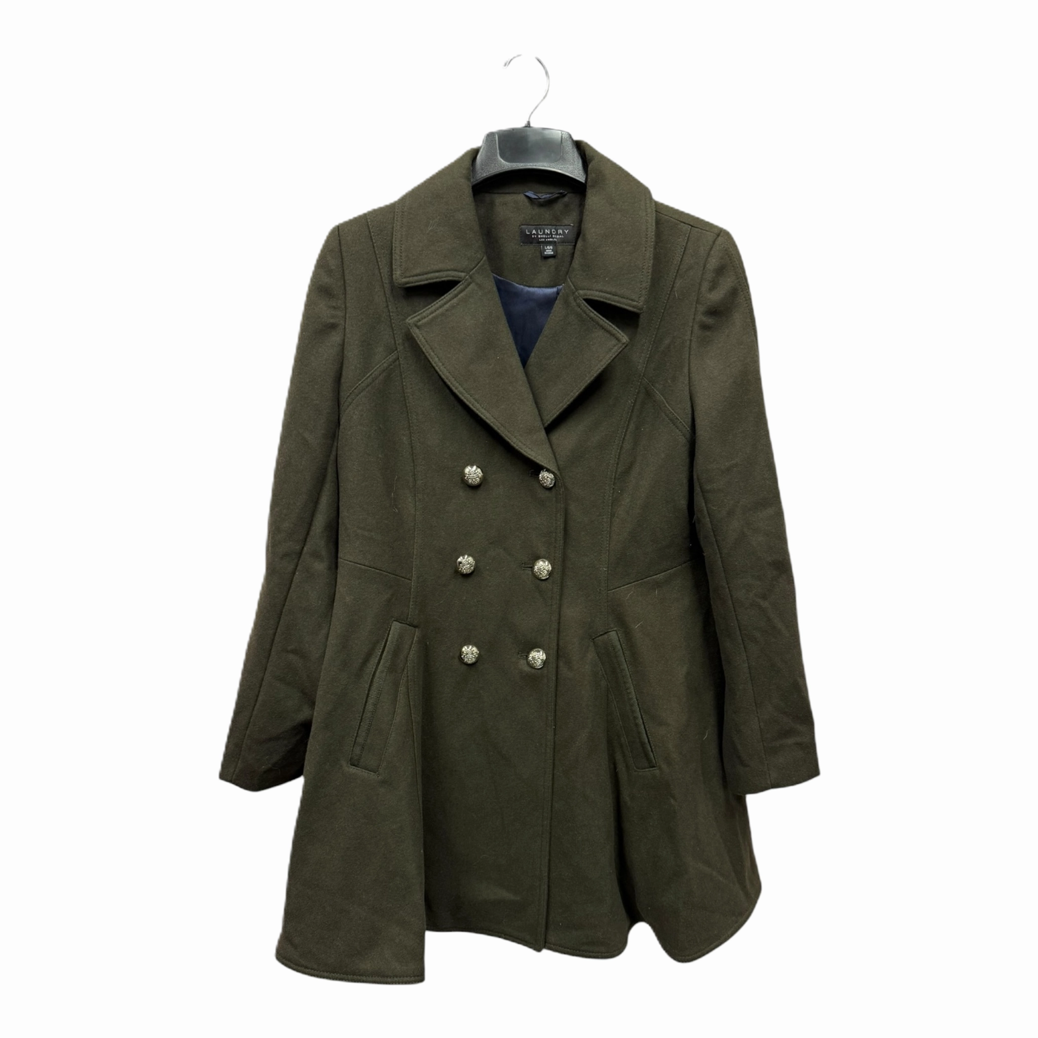 Coat Wool By Laundry In Green, Size: L Frictionless Zipper Tracks Long Length