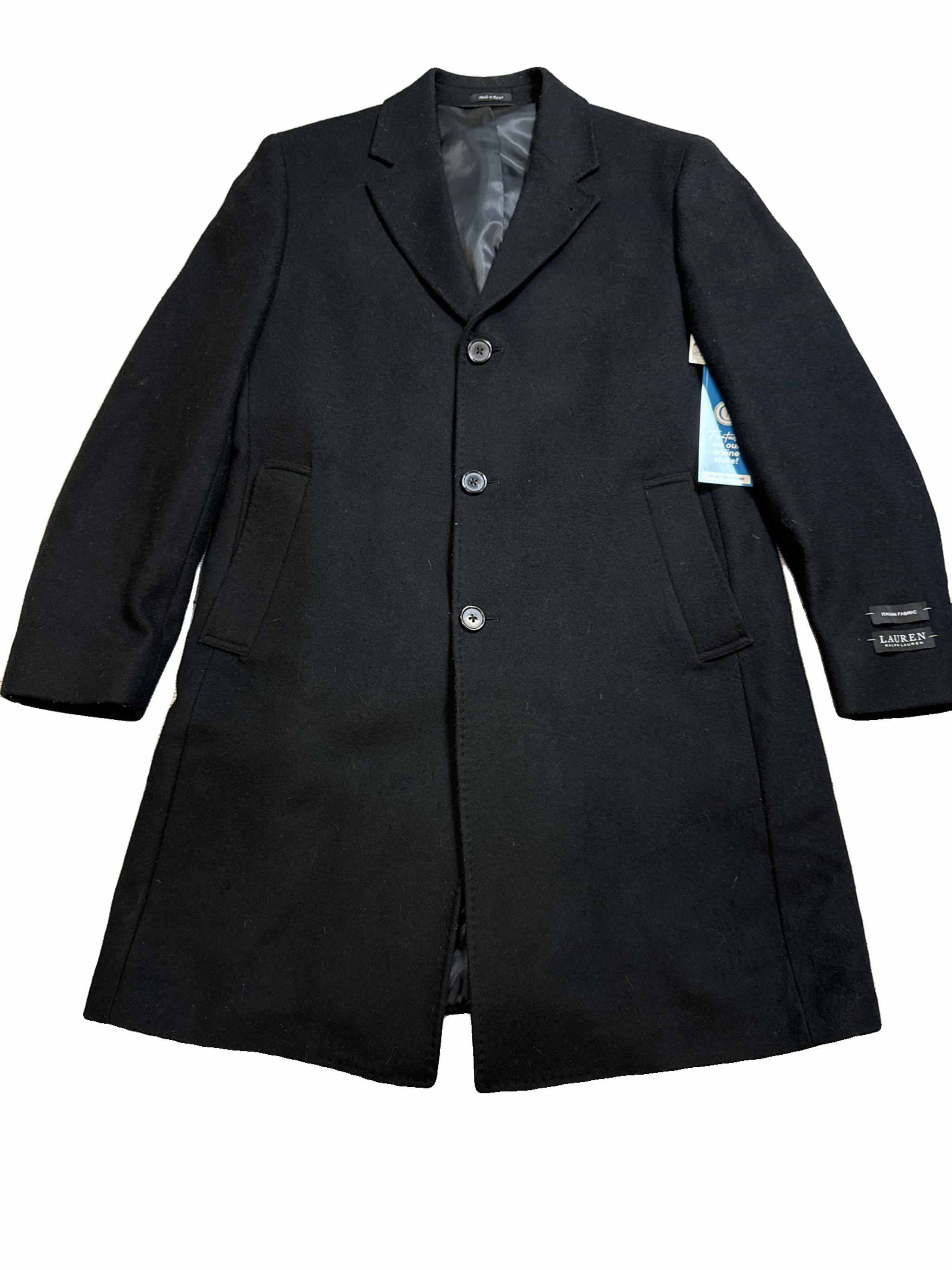 Fray Resistant Edges Coat Wool By Ralph Lauren Black Label In Black, Size: S