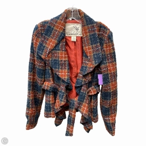 Reinforced Shoulder Padding Easy Care Machine Washable Coat Wool By Tabitha In Blue & Orange, Size: M