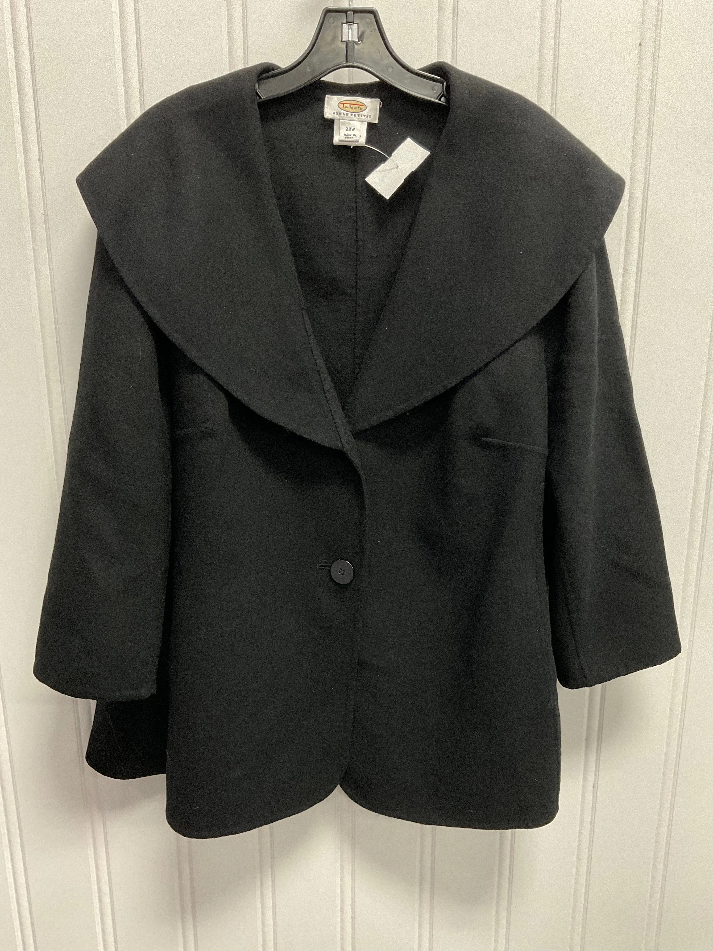 Coat Wool By Talbots In Black, Size:2X DurableStitching Old Style