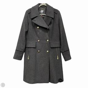 RibbedTrims Windproof Technology Coat Wool By Vince Camuto In Grey, Size: Xl