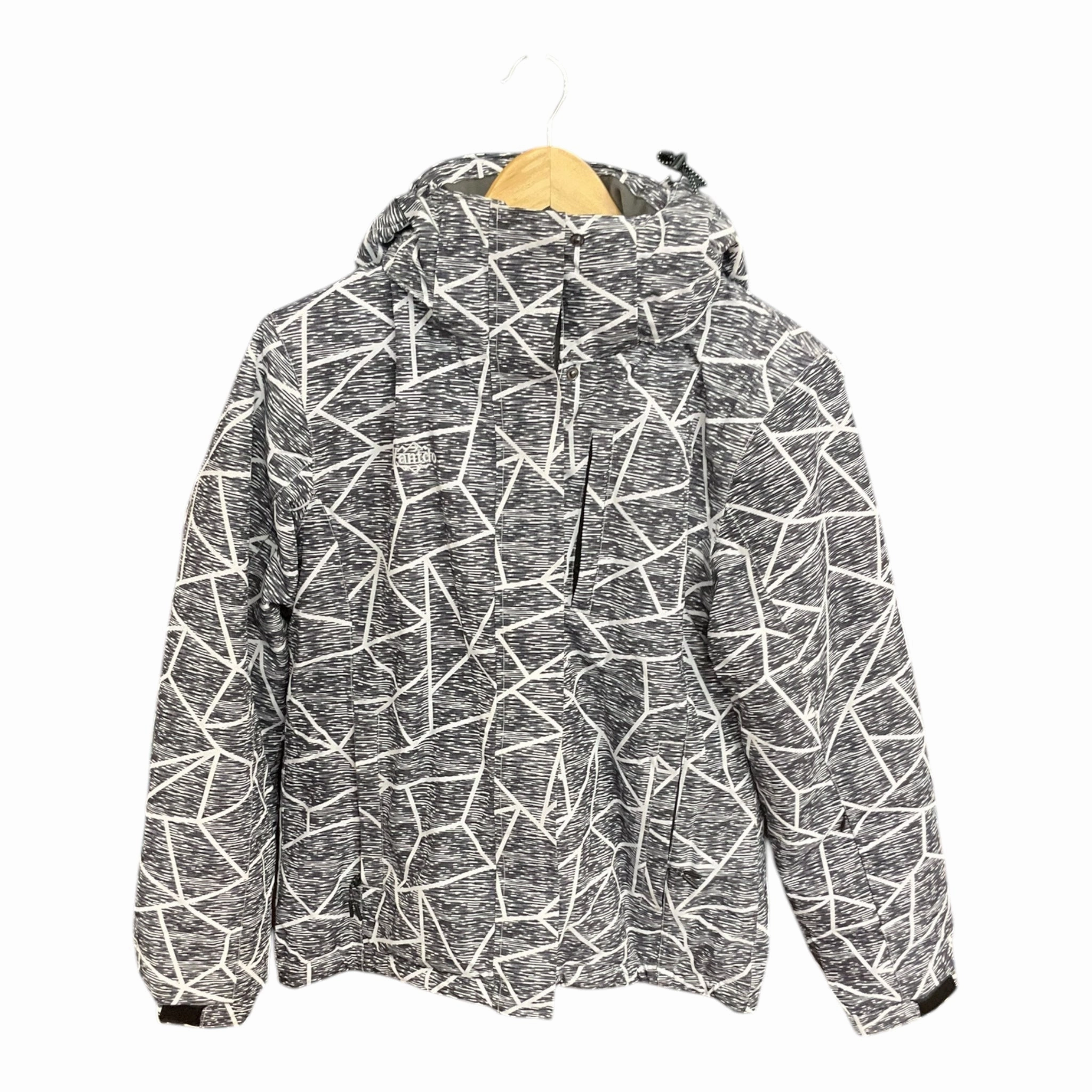 Coat Parka By Cme In Grey & White, Size: M Articulated Ergonomic Fit Mild Day Outfit