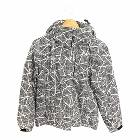 Coat Parka By Cme In Grey & White, Size: M Articulated Ergonomic Fit Mild Day Outfit