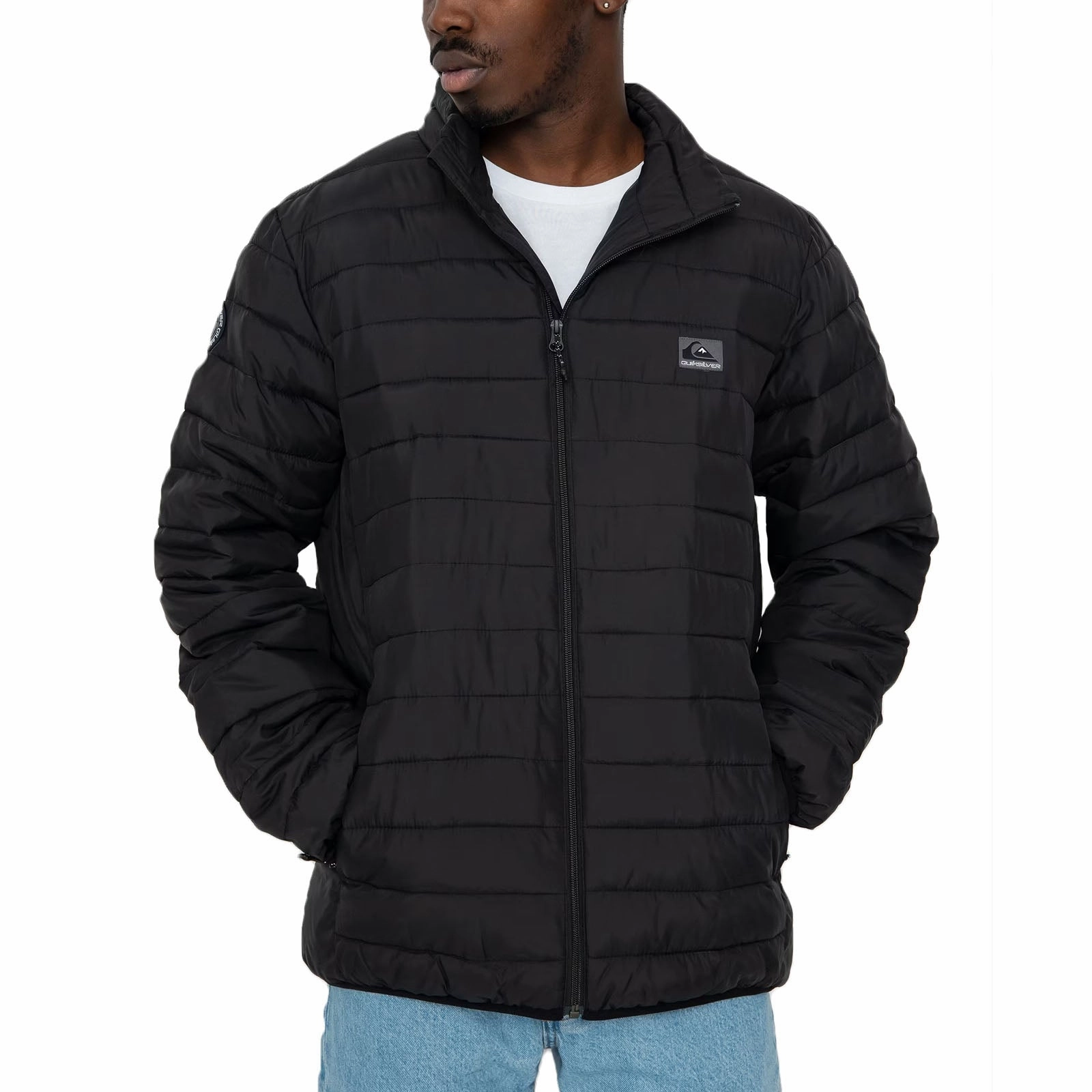 Quiksilver Mens Scaley Padded Jacket - Black WaterRepellentFabric Tear Resistant Knit