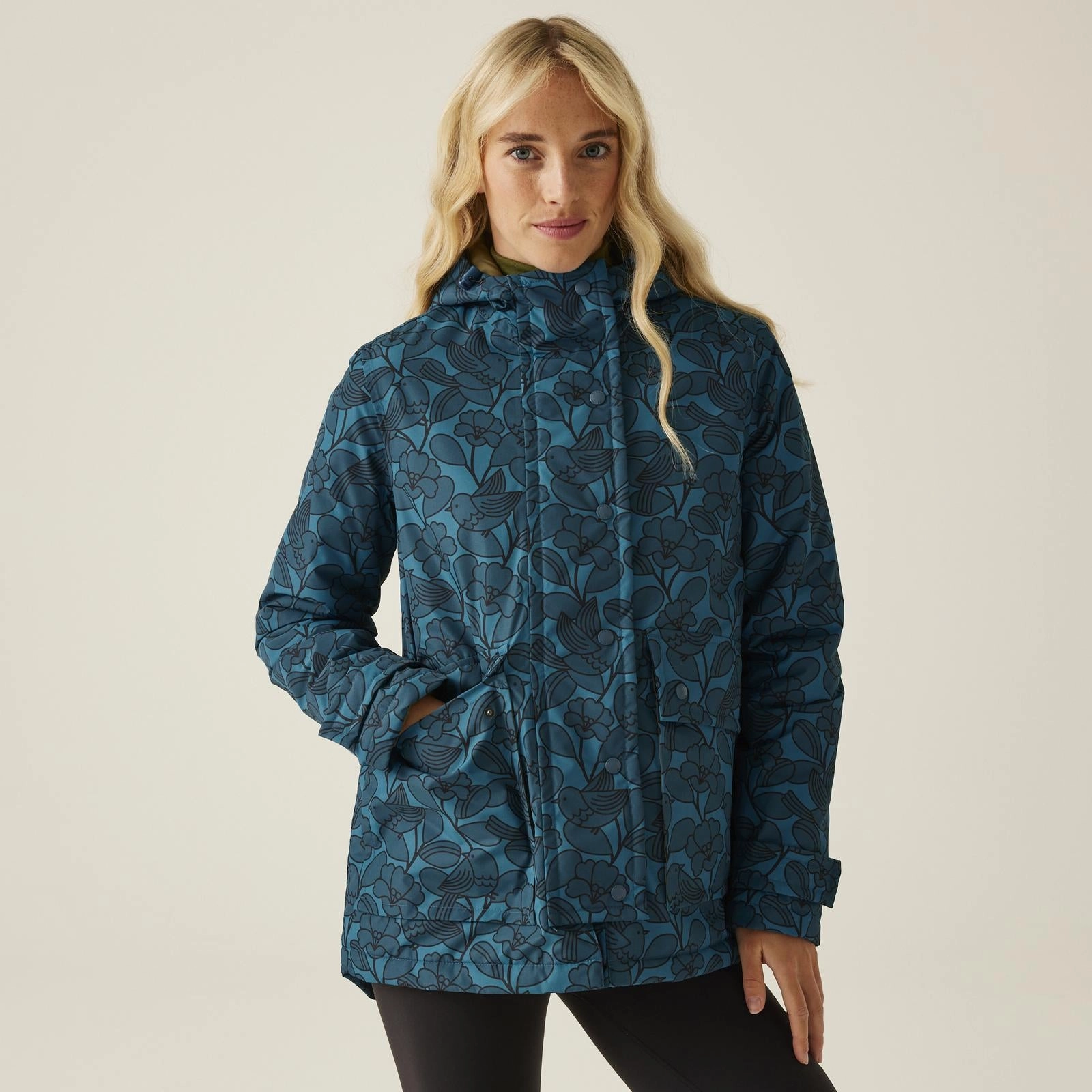 Magnetic Fasteners Regatta Womens Orla Kiely Mid Length Waterproof Hooded Winter Jacket