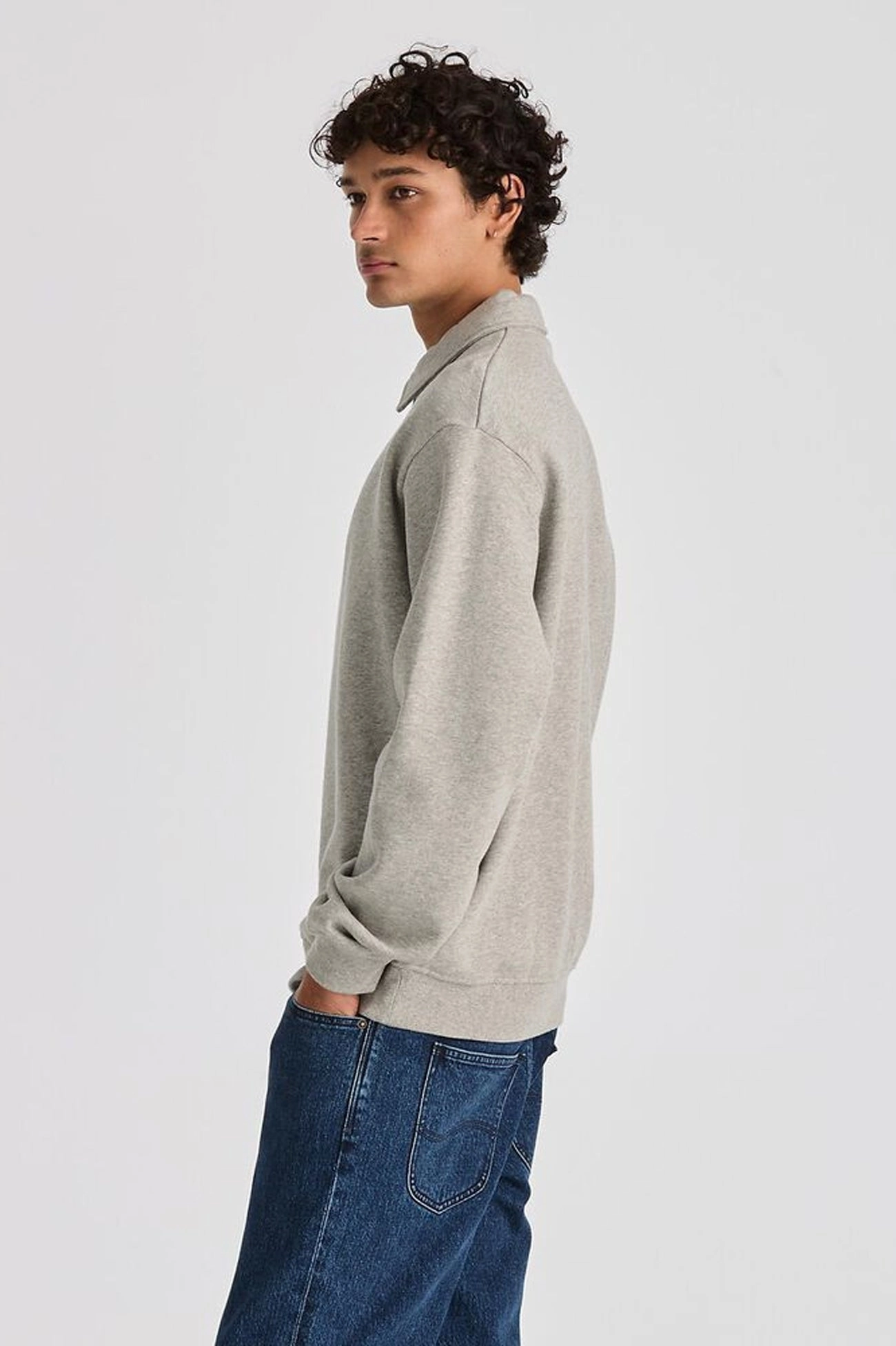 Collar Fleece Sweat Grey Marle OdorControl Treatment