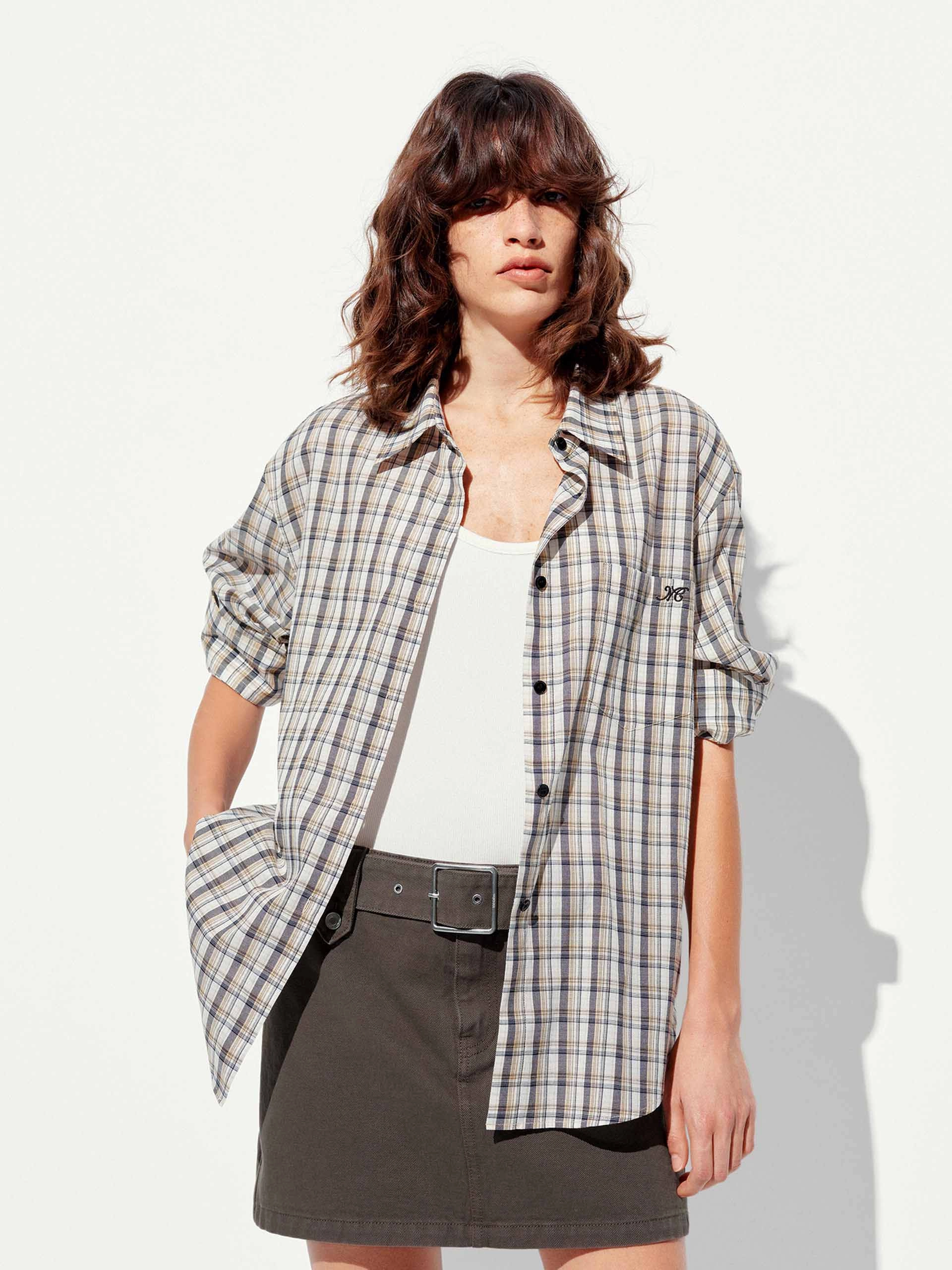 Subtle Print Durable Material Checked Long Sleeves Shirt