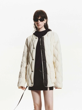 Multi Layer Design Collarless Quilted Tie Jacket