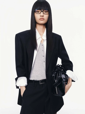 Single-breasted Wool Blend Blazer Multipurpose Layering