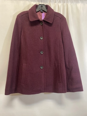 Purple Coat Peacoat Lands End, Size M Double Layered Collar