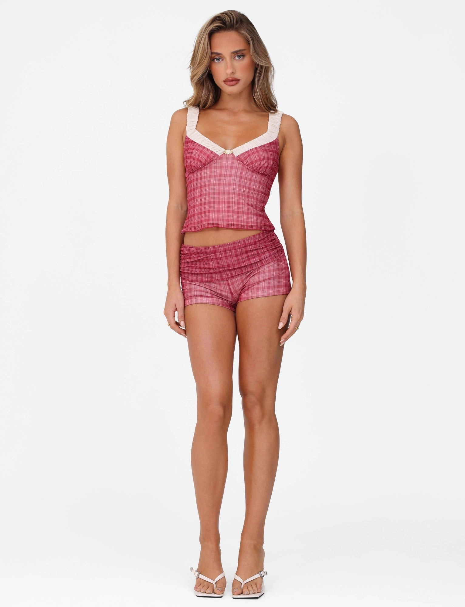 Daywear Fit AMARAN SHORT - RED : RED CHECK