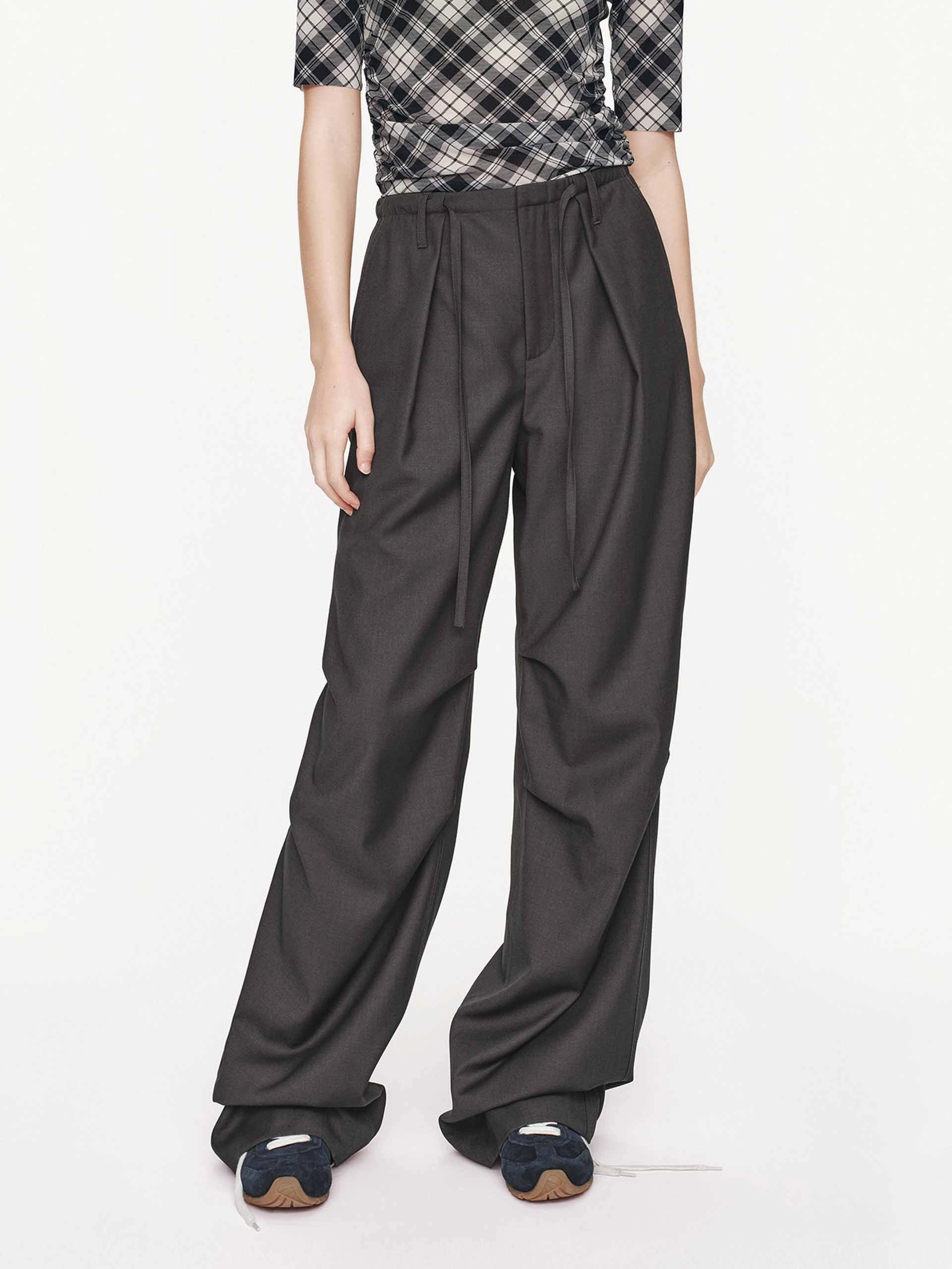 Drawstring Pleated Trousers Full Flex